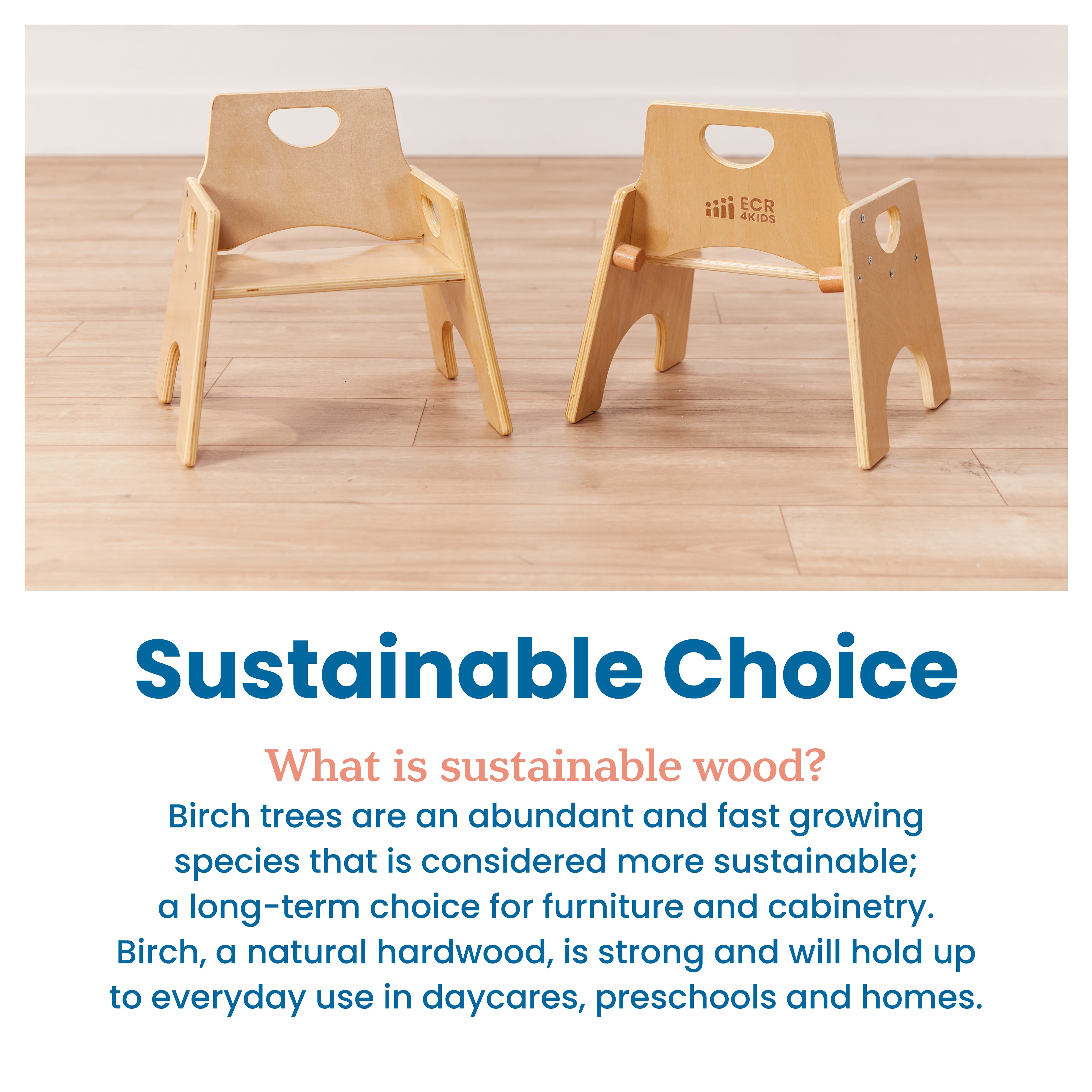 Stackable Wooden Toddler Chair, 8in, 2-Pack