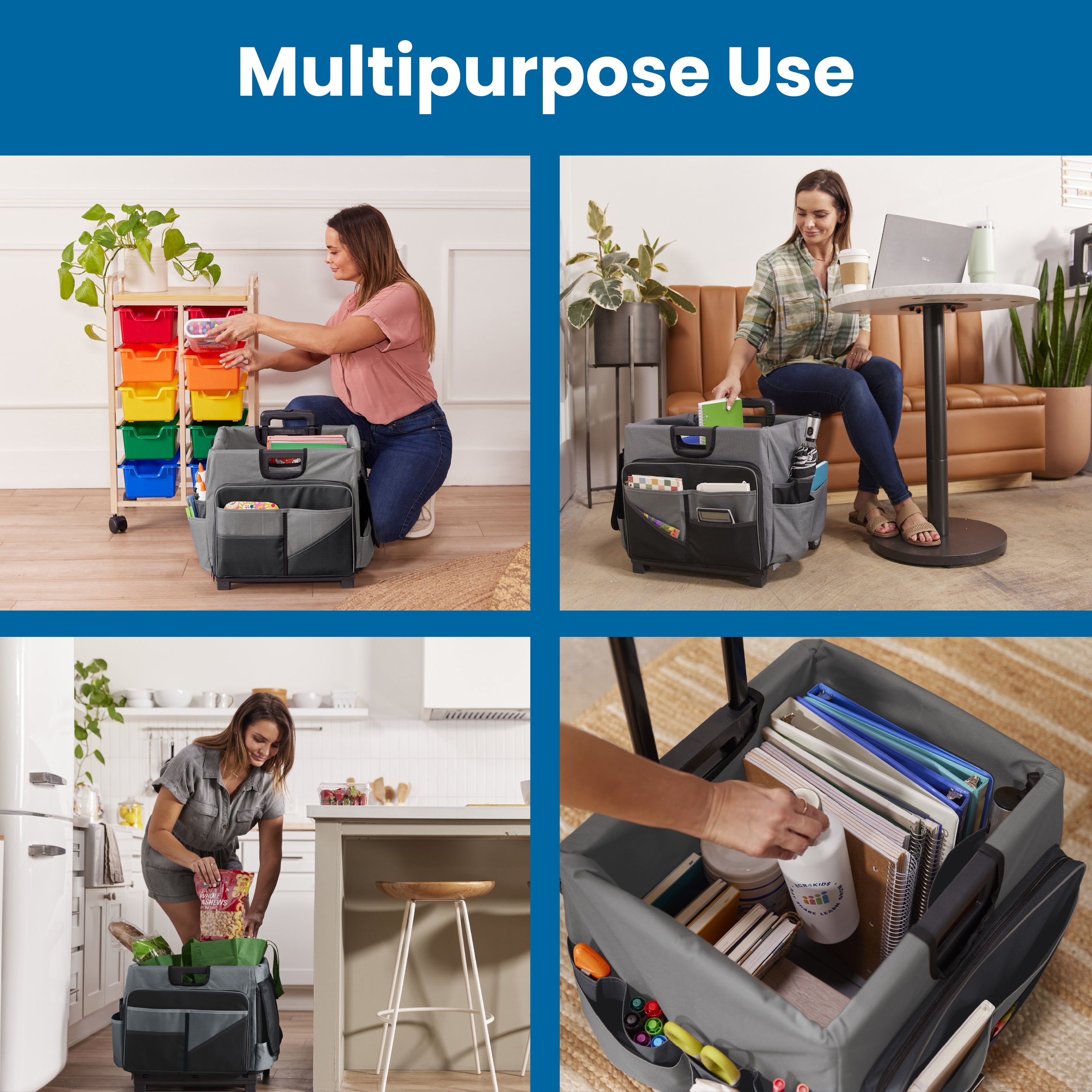 Universal Rolling Cart with Canvas Organizer Bag