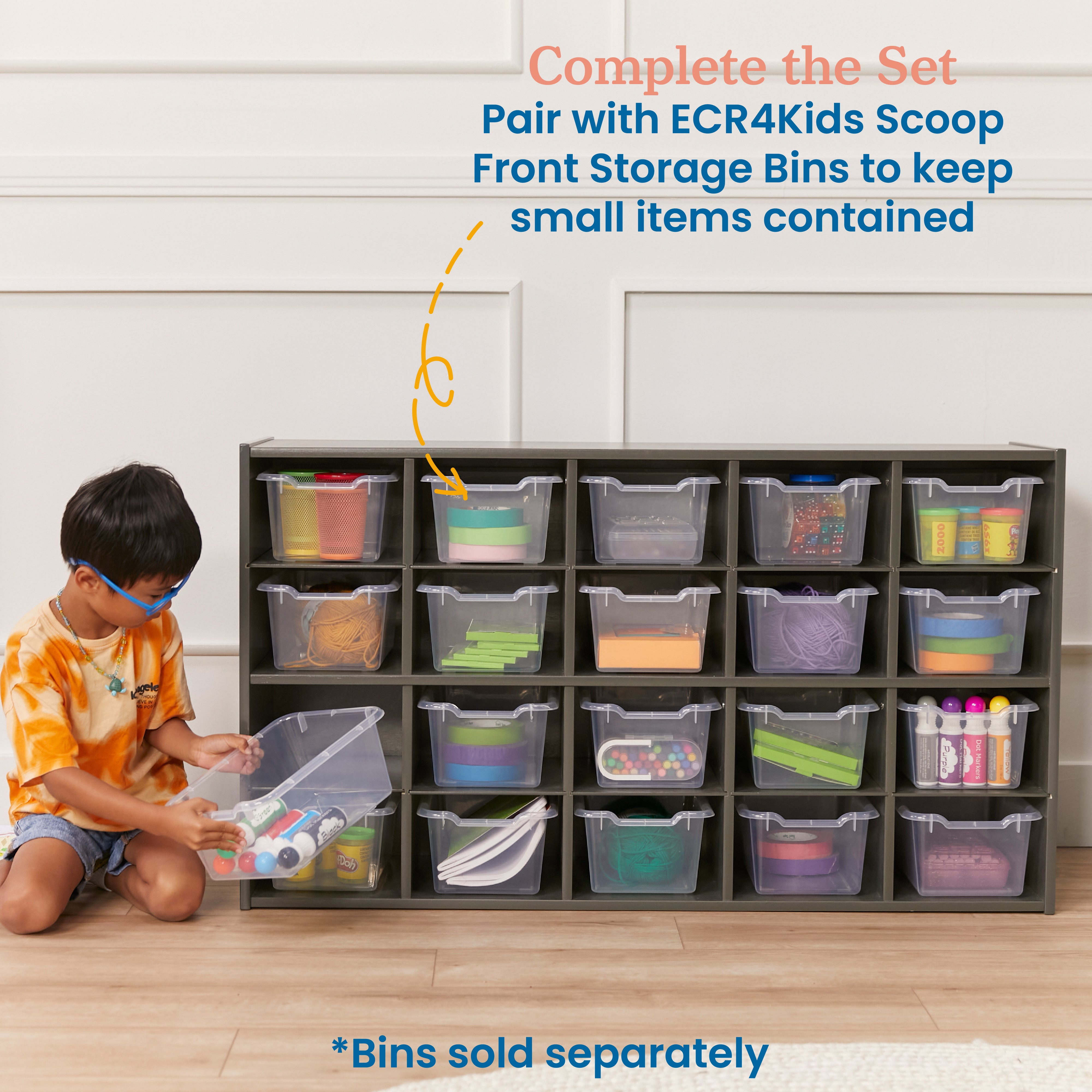 Streamline 20 Cubby Tray Storage Cabinet, 4x5, Classroom Furniture