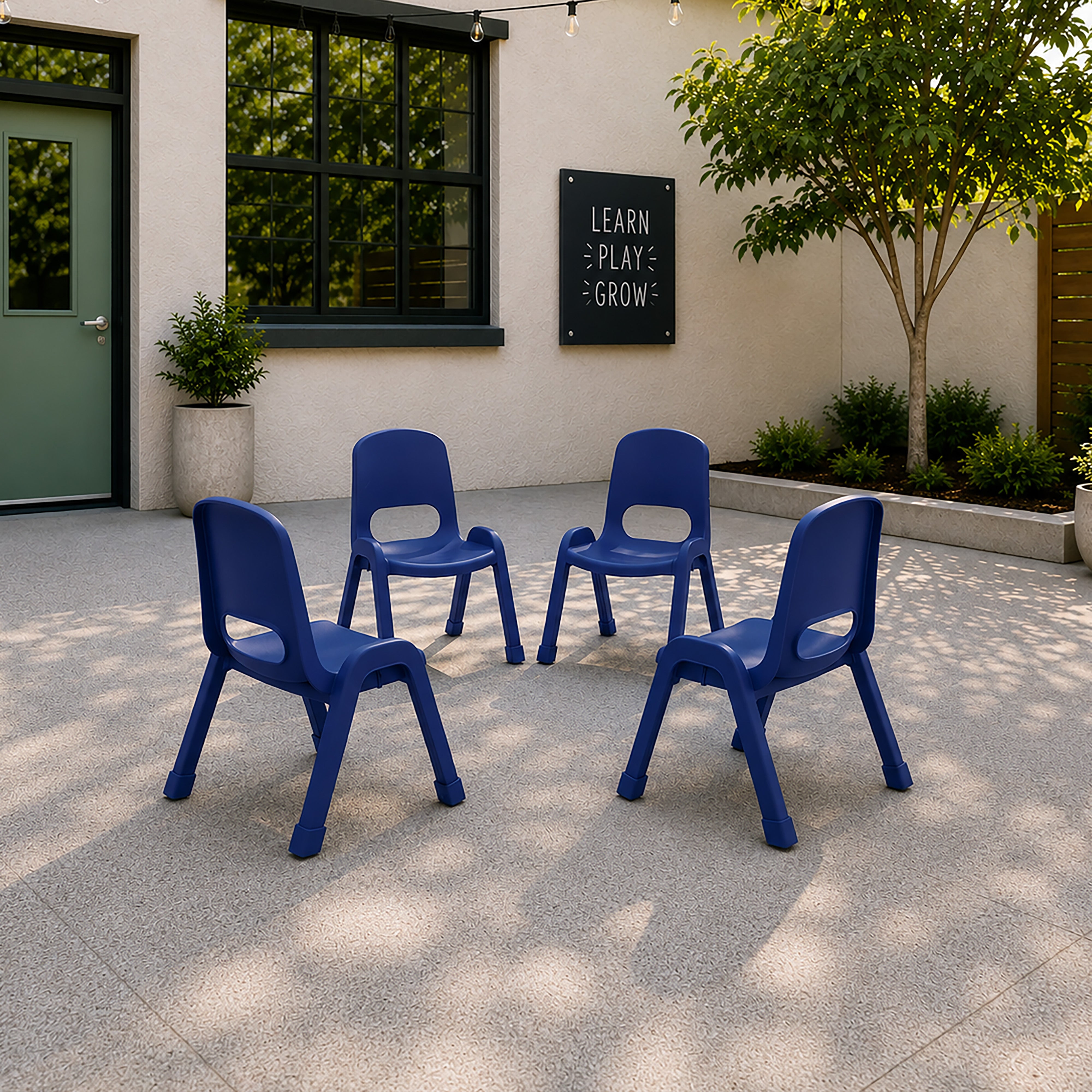 SitRight Plastic Stackable Chair, 11in Seat Height, 4-Pack