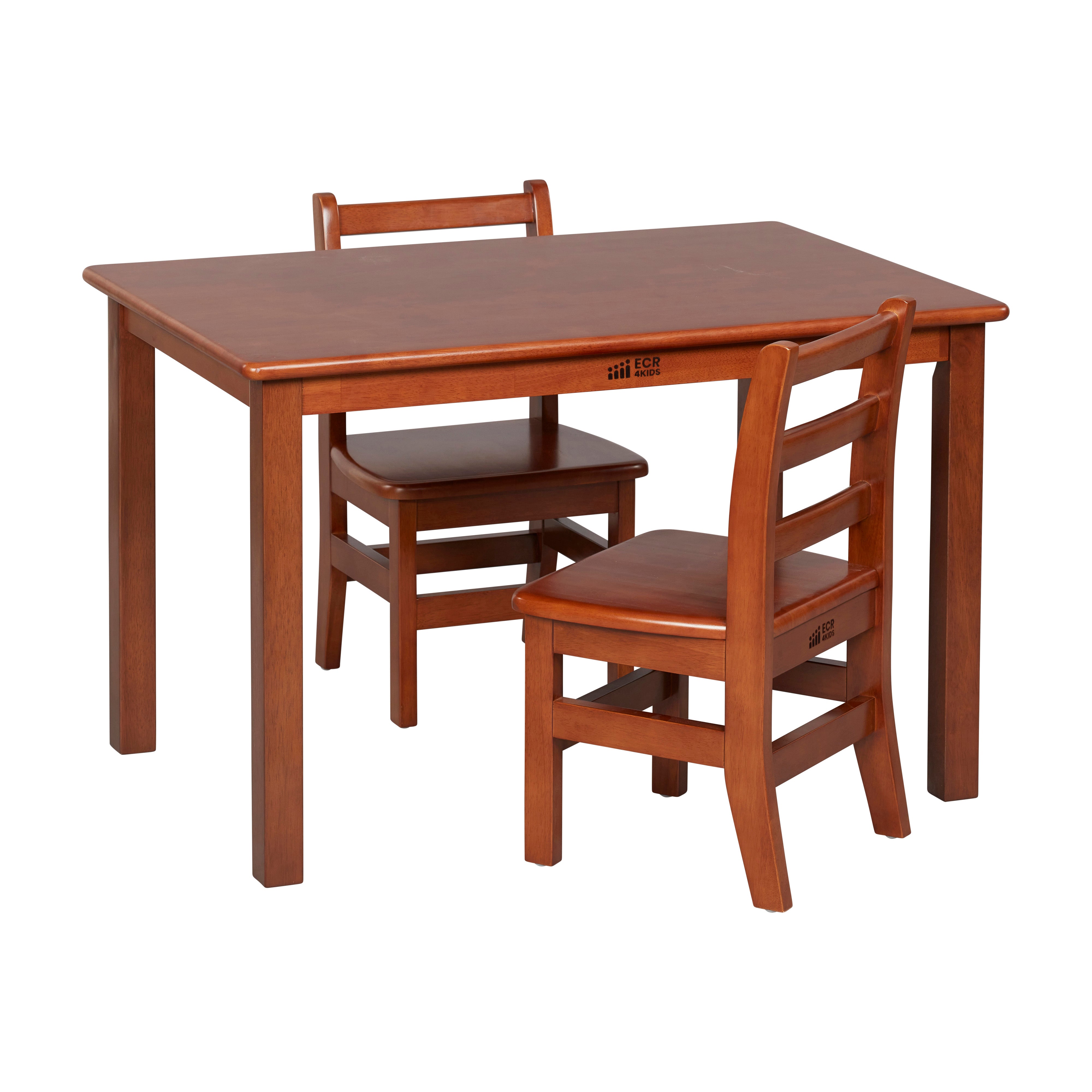 24in x 36in Rectangular Hardwood Table and Chair Set, 12in Seat Height, 3-Piece