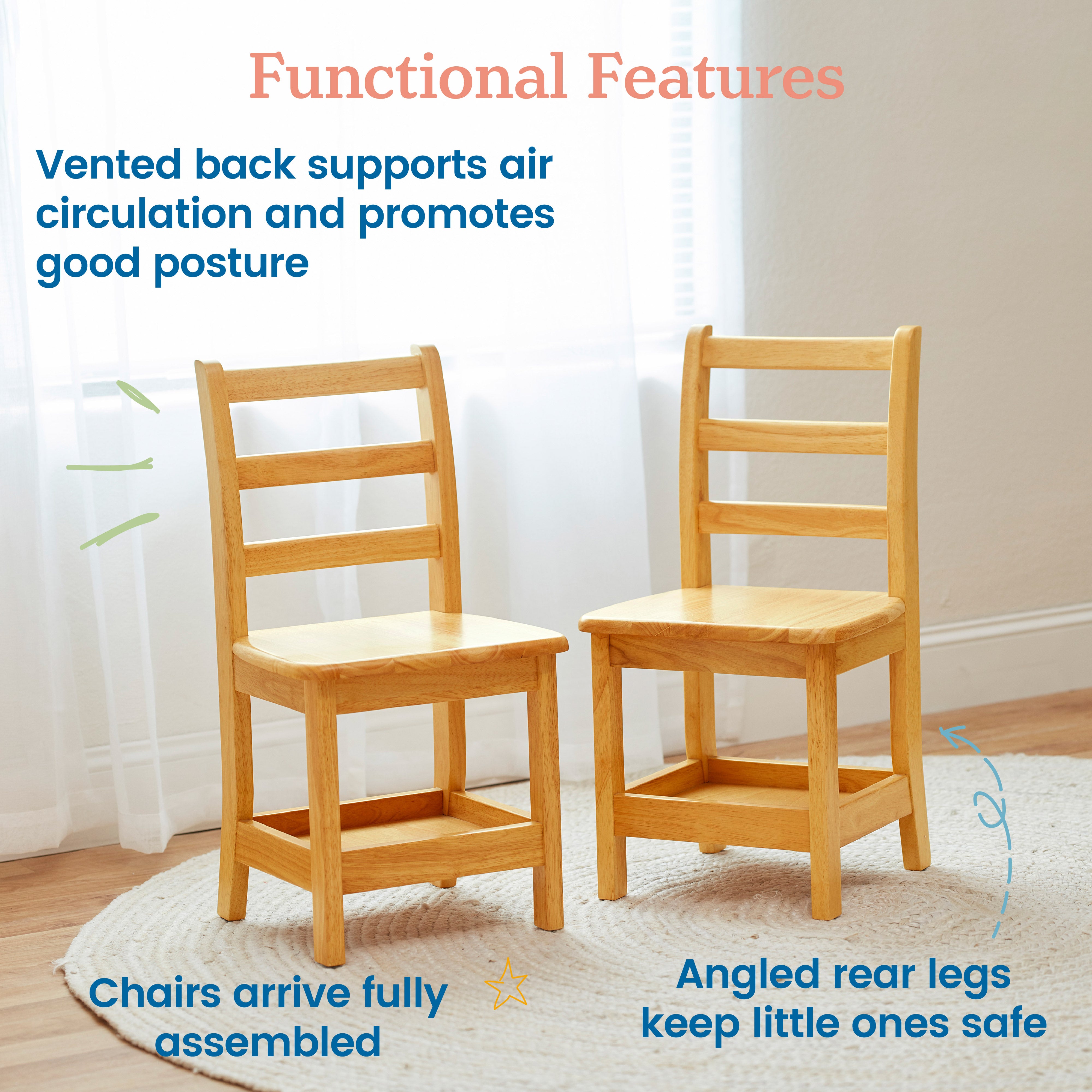 Three-Rung Ladderback Chair with Storage, 2-Pack