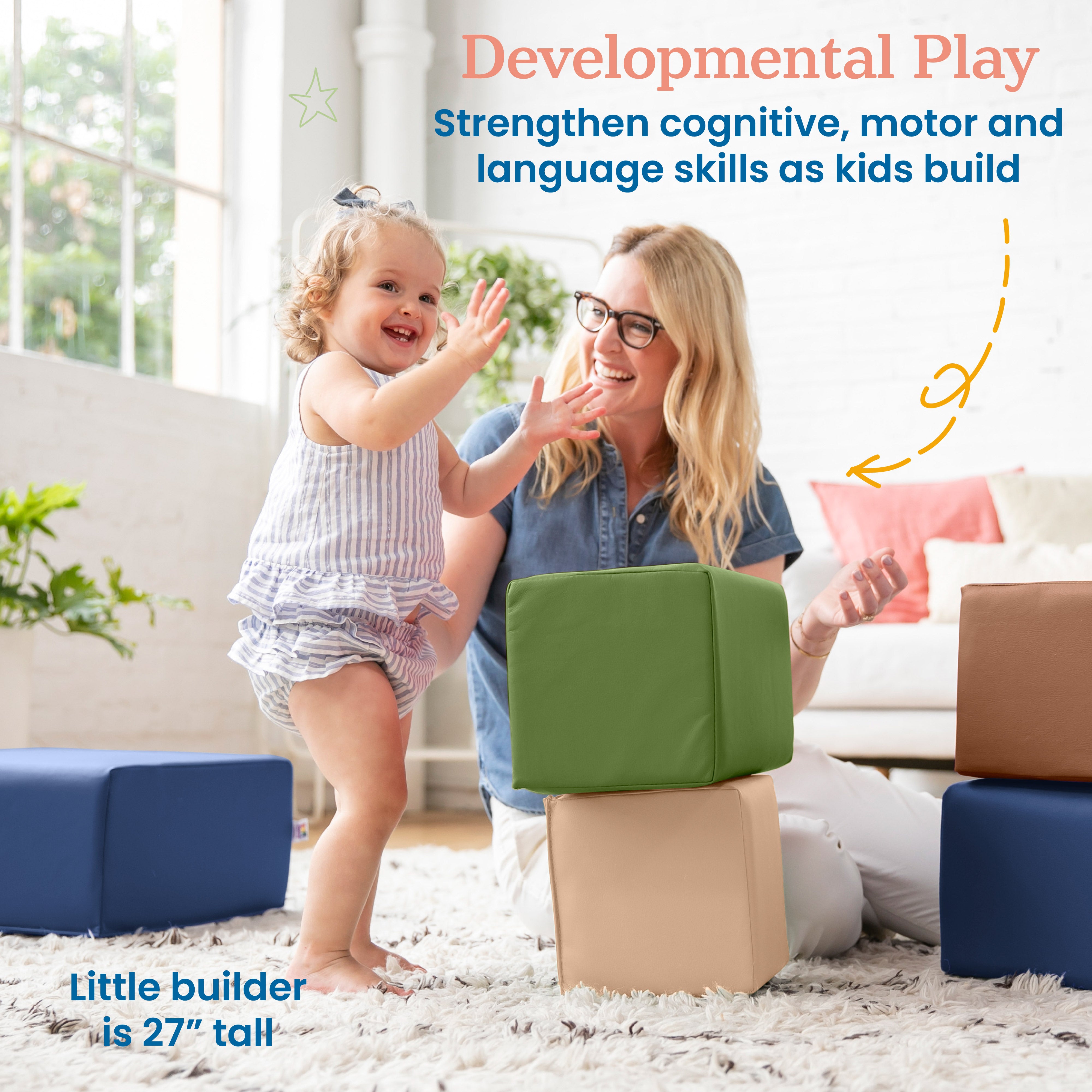 Toddler Foam Building Blocks, Foam Playset, 7-Piece