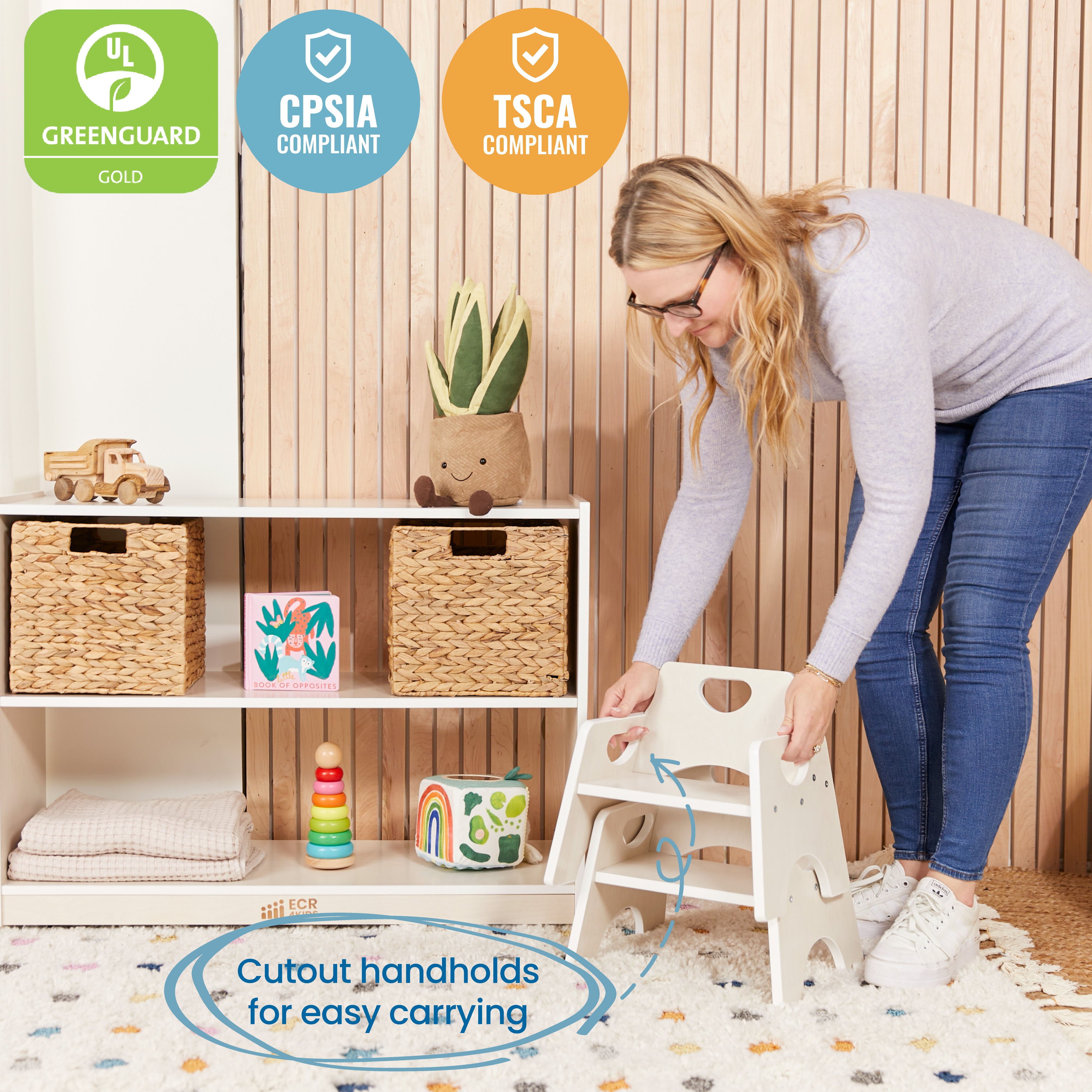 Stackable Wooden Toddler Chair, 6in, 2-Pack