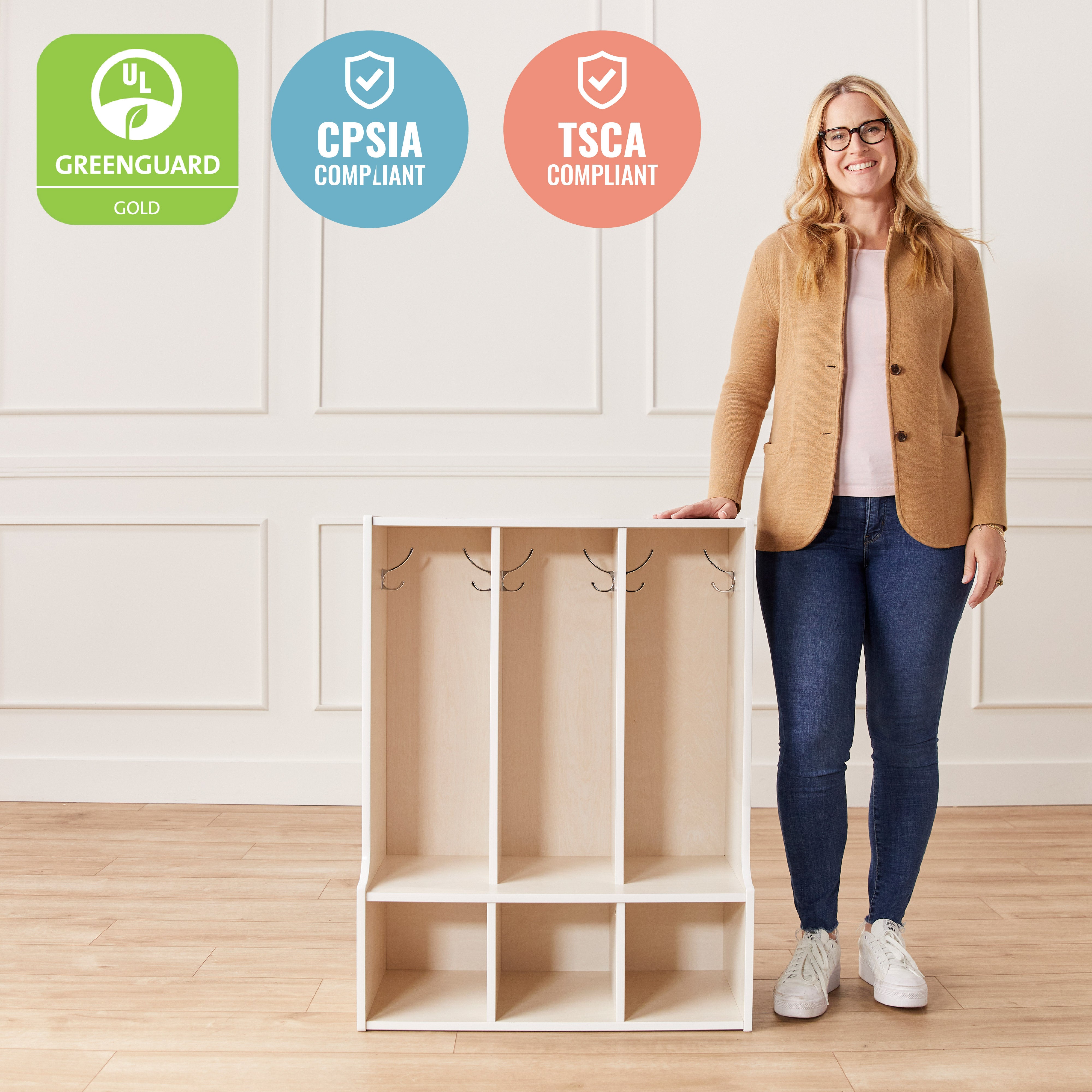 Streamline 3-Section Toddler Coat Locker with Bench