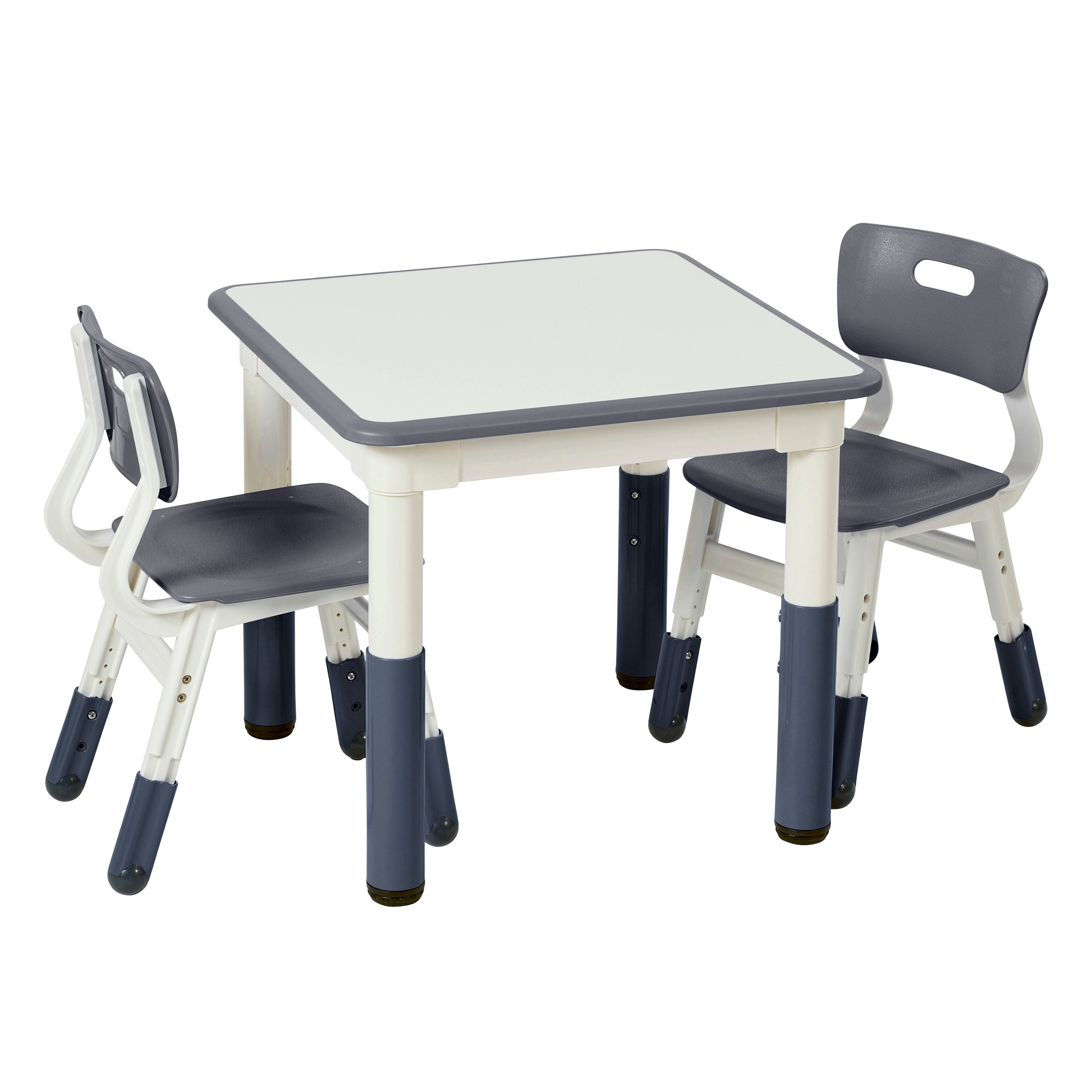 Dry-Erase Square Activity Table with 2 Chairs, Adjustable, 3-Piece