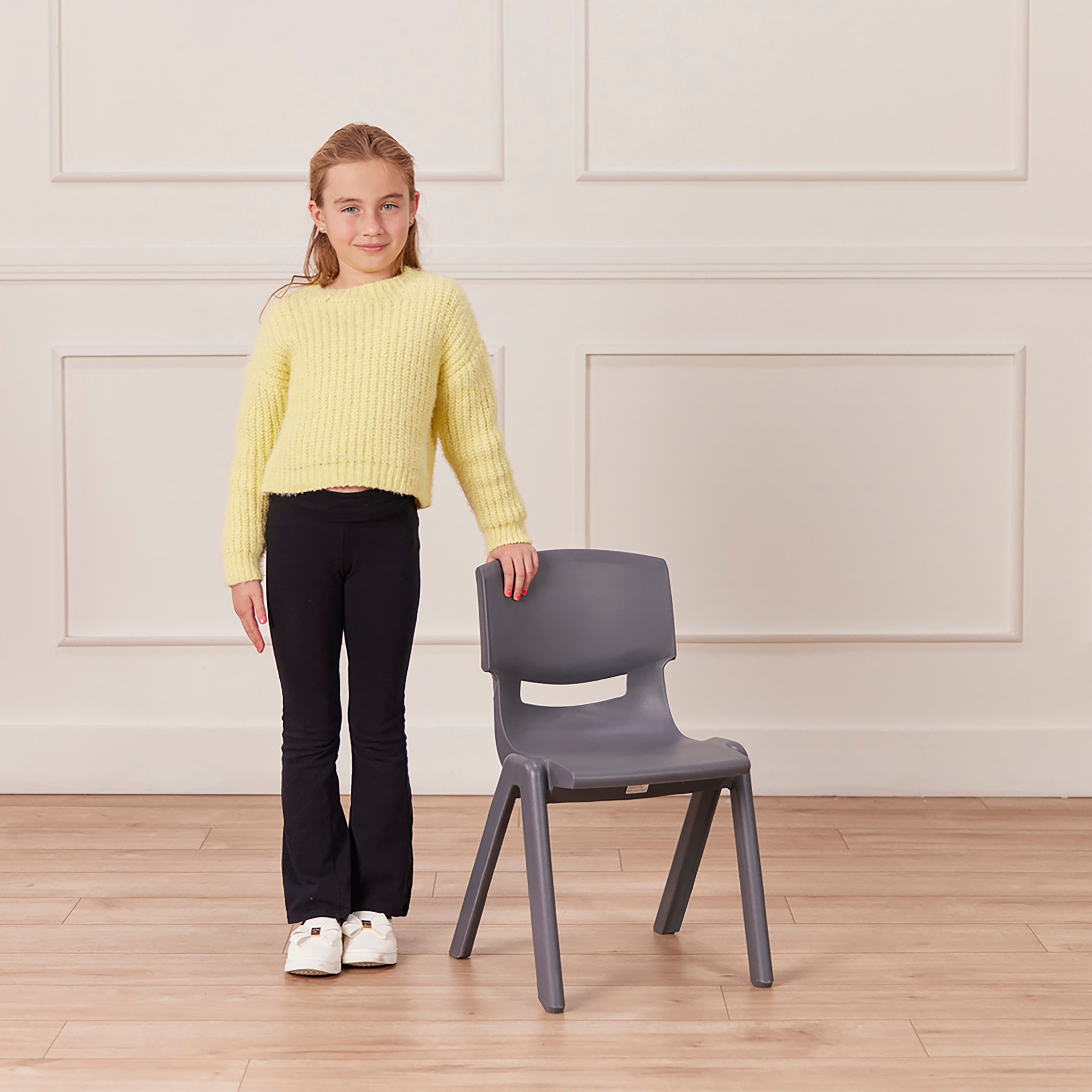 Plastic School Stack Chair for Indoors and Outdoors, Flexible Seating, 14in Seat Height, 4-Pack