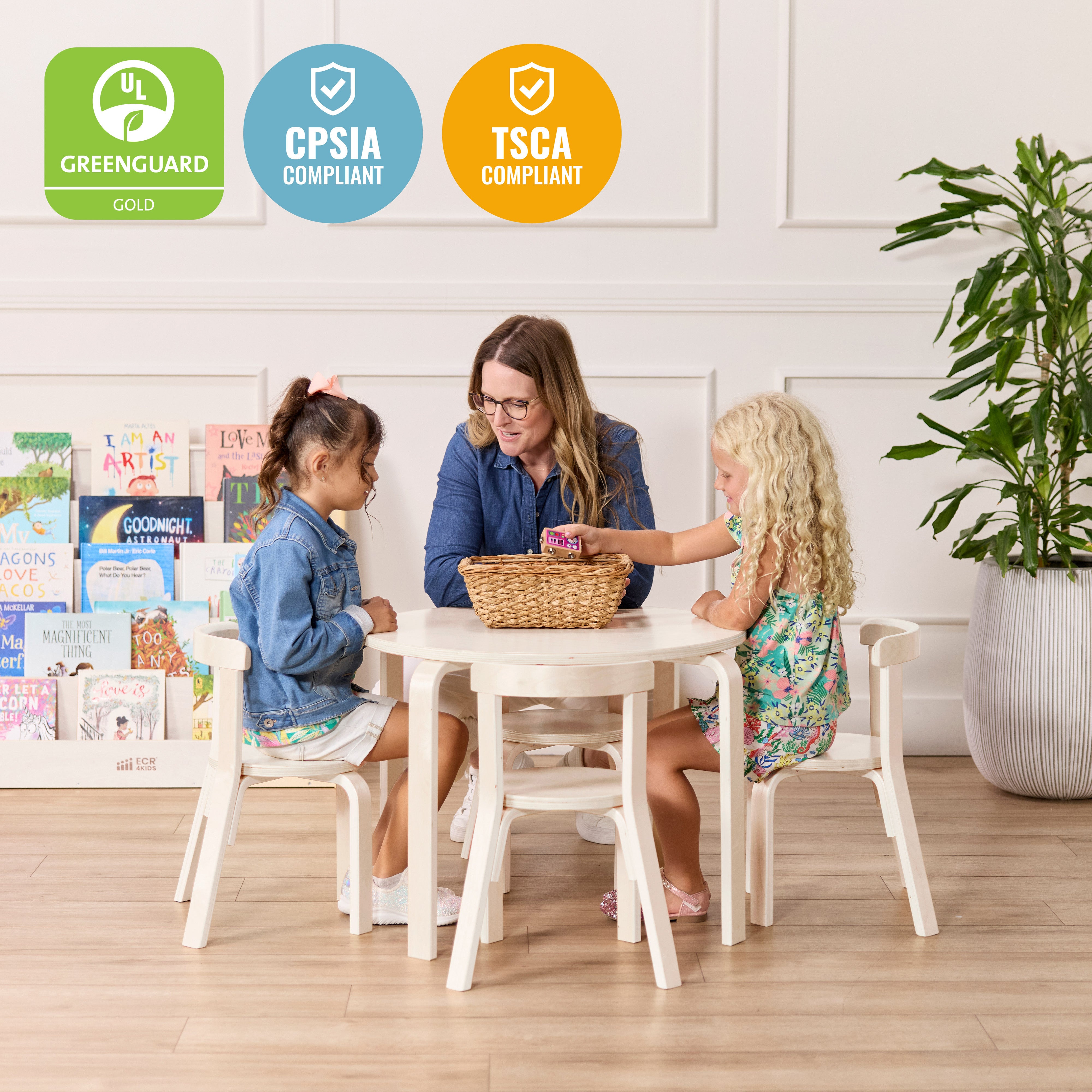 Bentwood Table and Curved Back Chair Set, 5-Piece