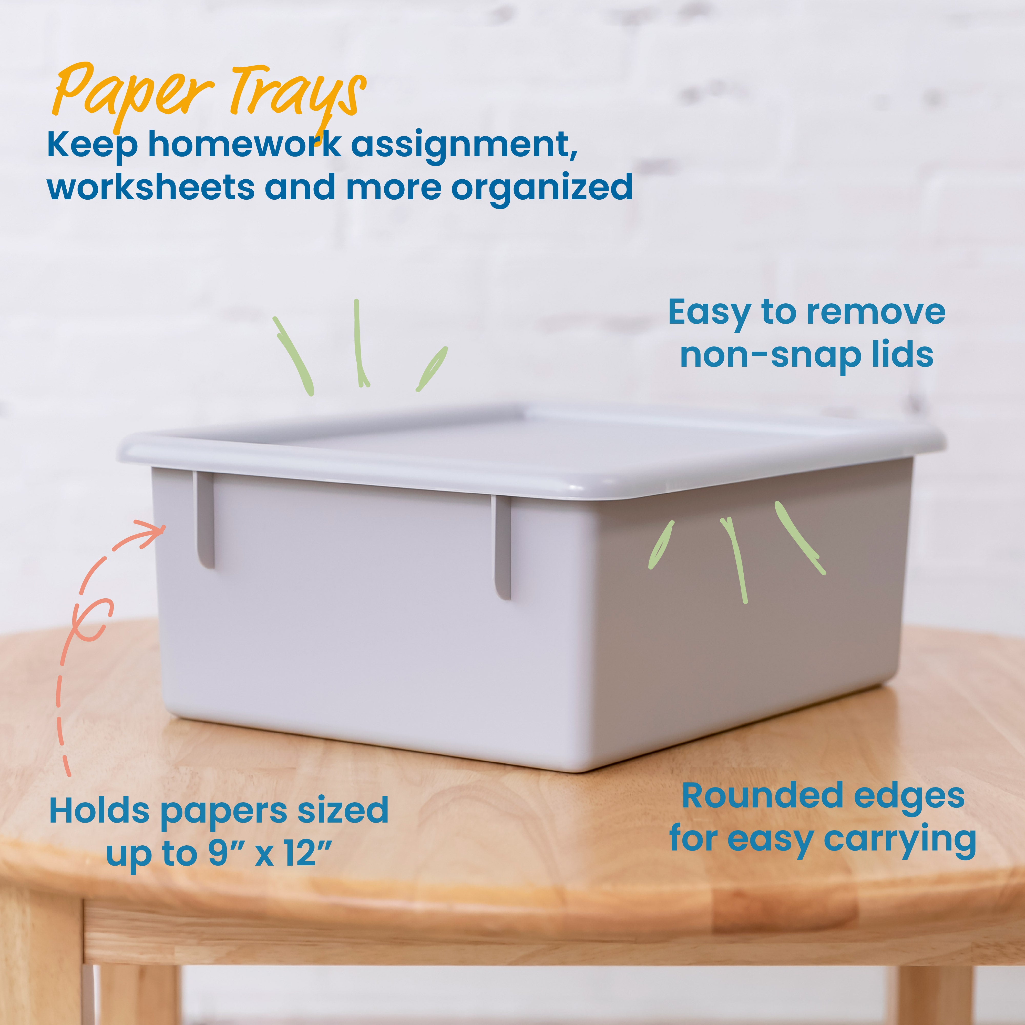 Letter Size Plastic Tray Organizer with Lids, Large, 10-Piece
