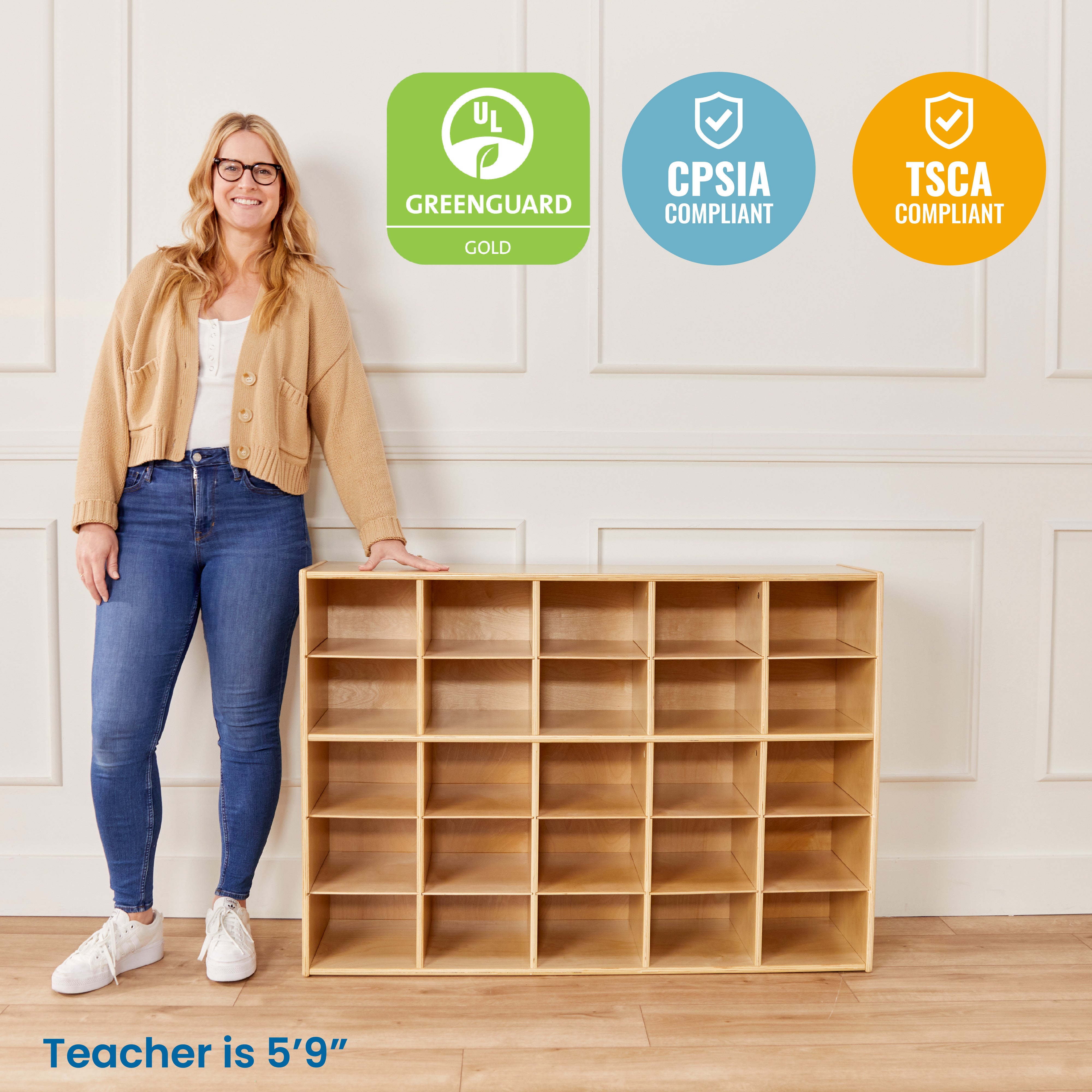 Streamline 25 Cubby Tray Storage Cabinet, 5x5