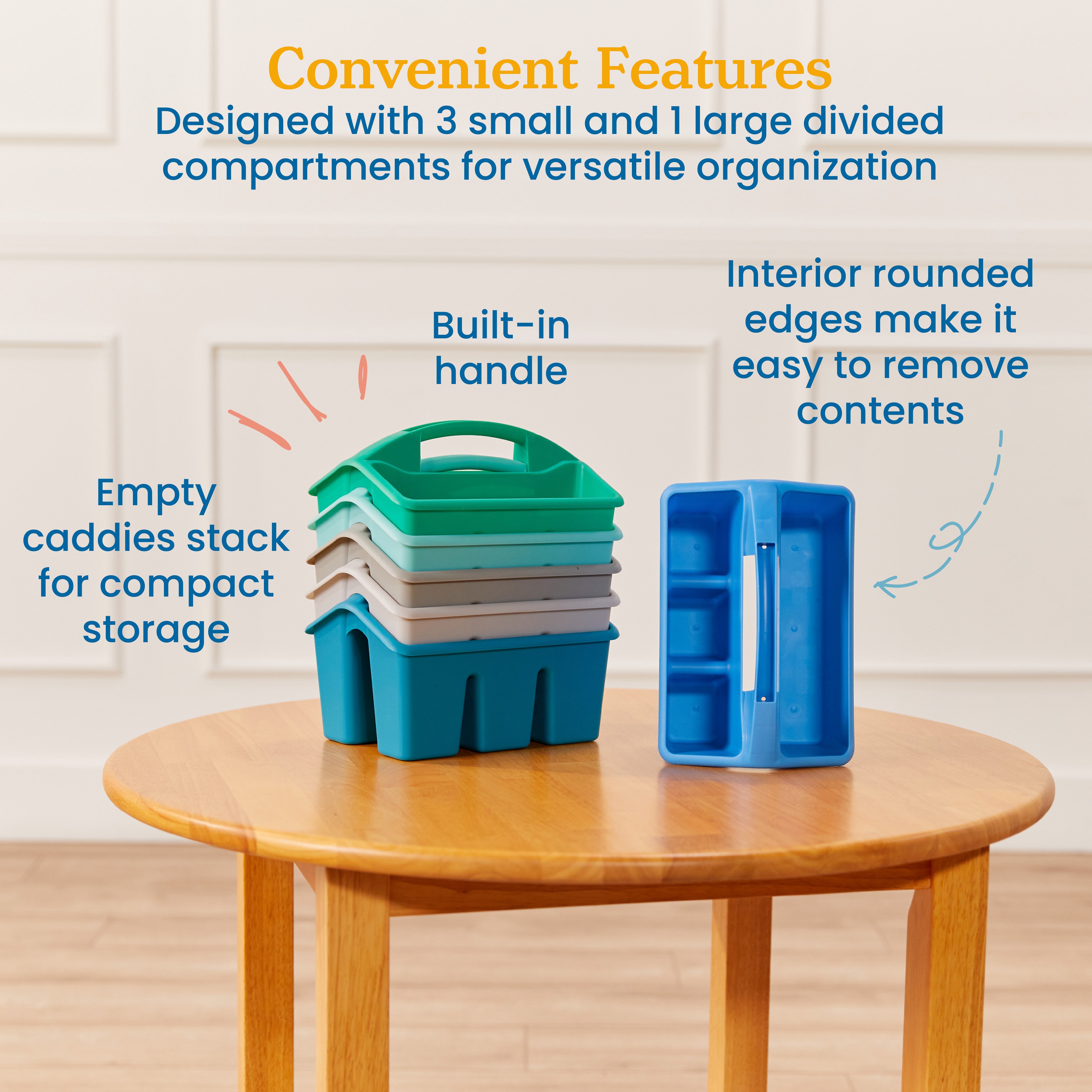 4-Compartment Small Plastic Caddy, 6-Pack