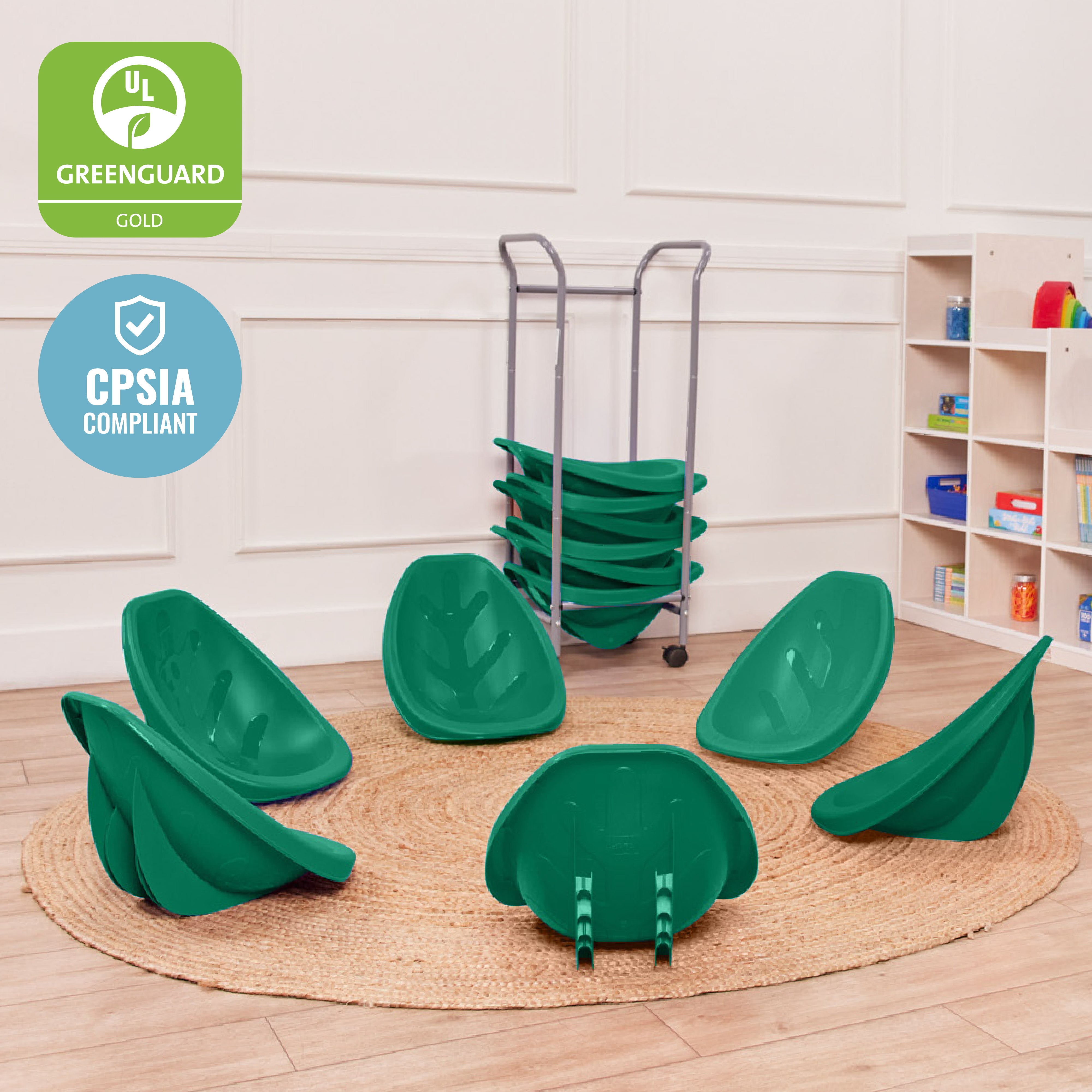 Mobile Leaf Seat Cart with 12 Leaf Floor Seats, Flexible Seating