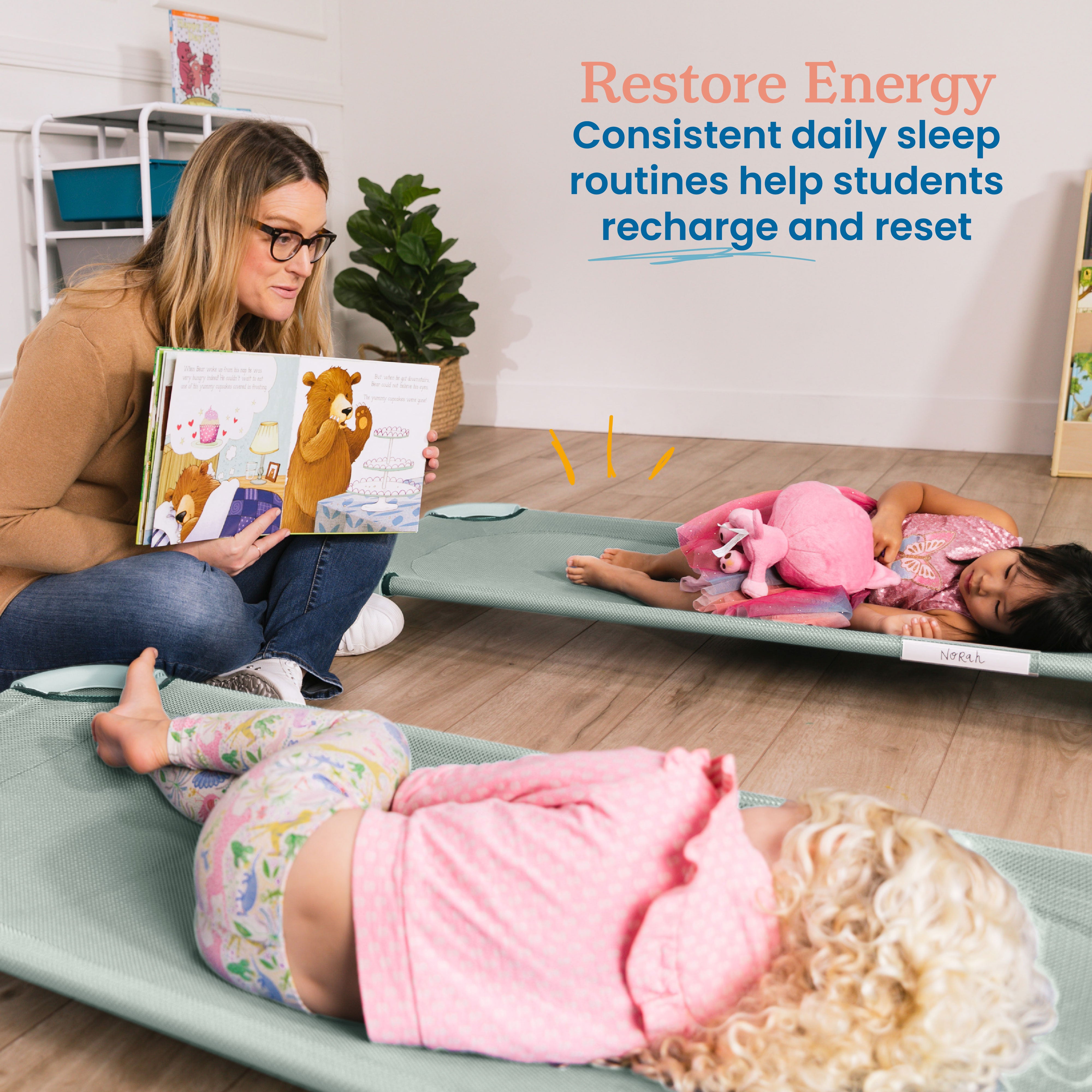 Stackable Cozy Cots with Universal Cot Trolley, 6-Pack
