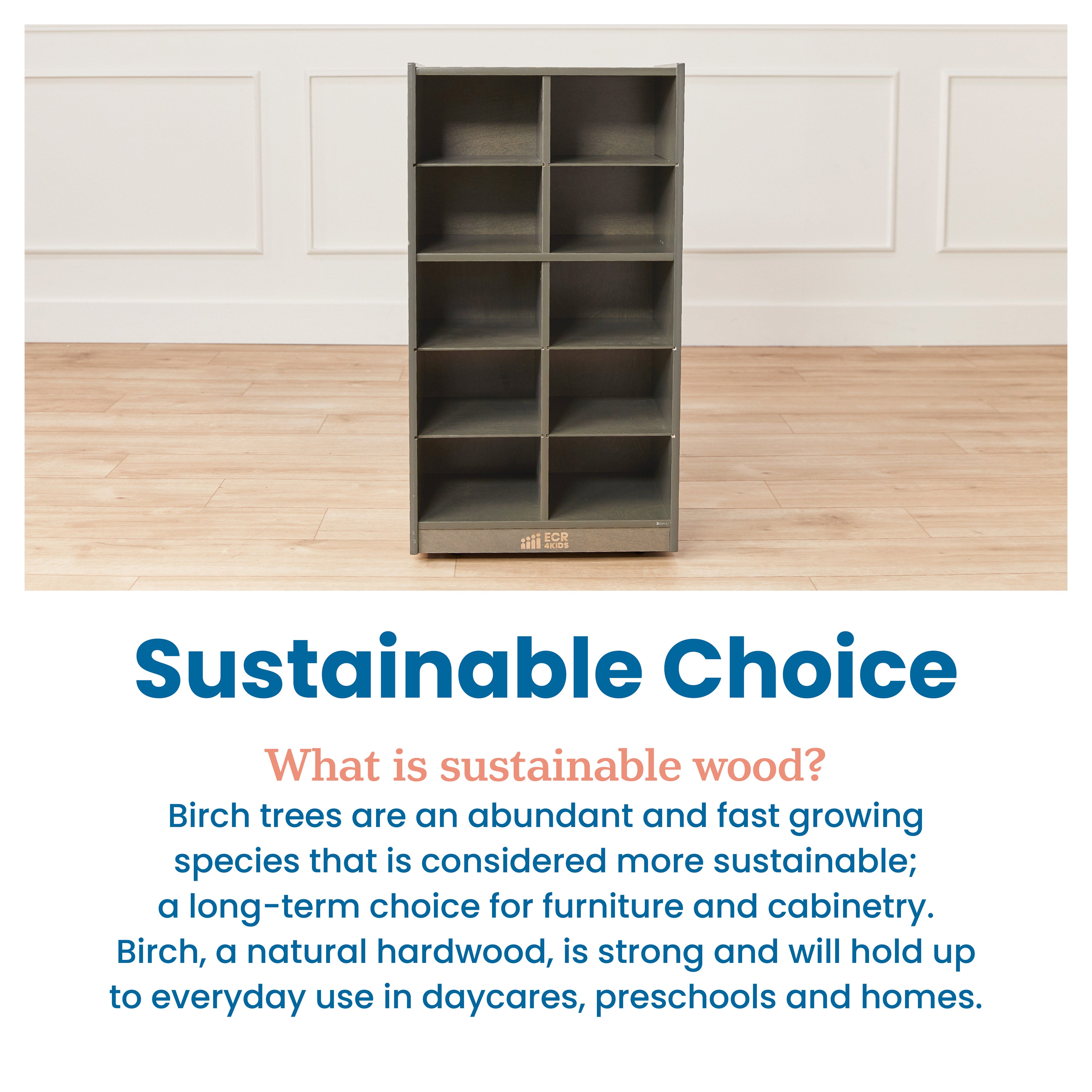 10 Cubby Mobile Tray Storage Cabinet, 5x2