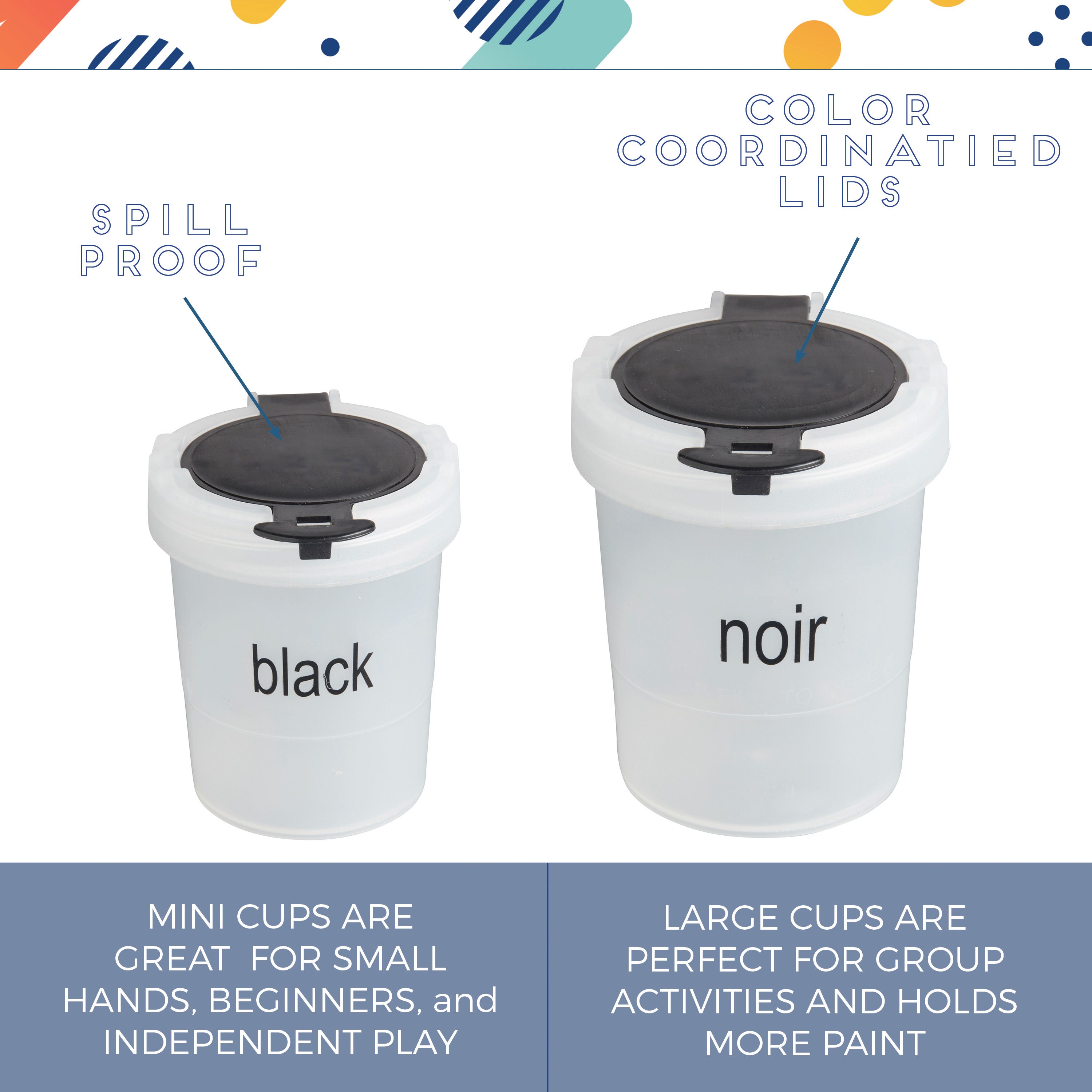 Mini Trilingual Paint Cups and Brushes, 13-Piece