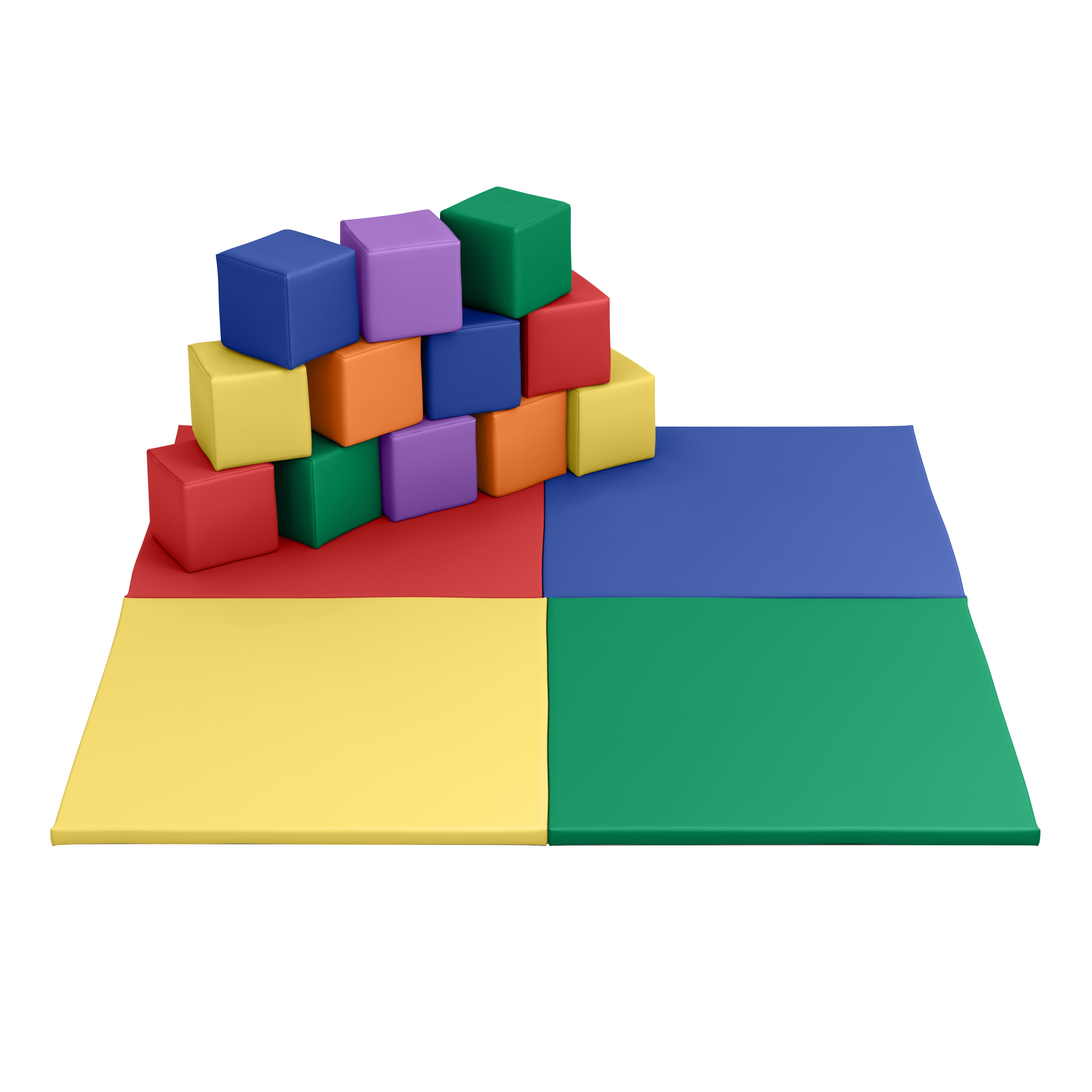 Quad Fold-N-Go Activity Mat and Patchwork Toddler Blocks, 13-Piece