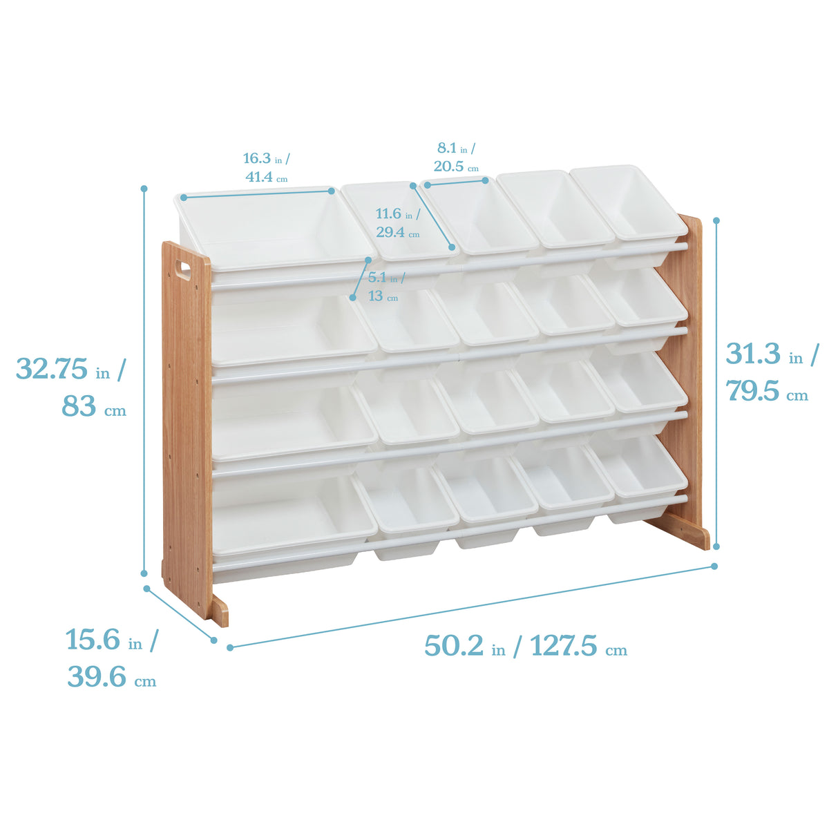 4-Tier Organizer with 20 Removable Plastic Bins, 4x5