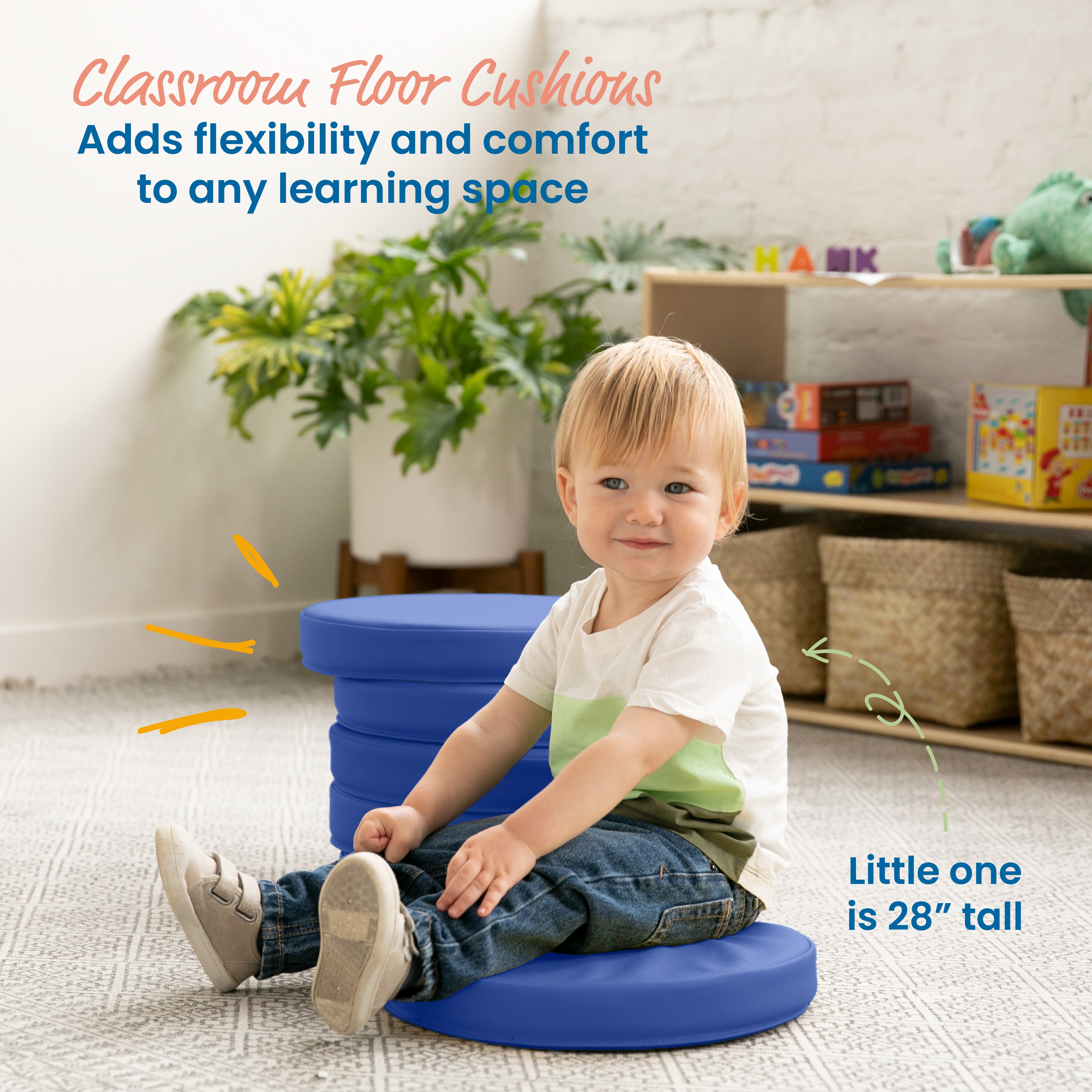 Floor Cushions, Round, 6-Piece