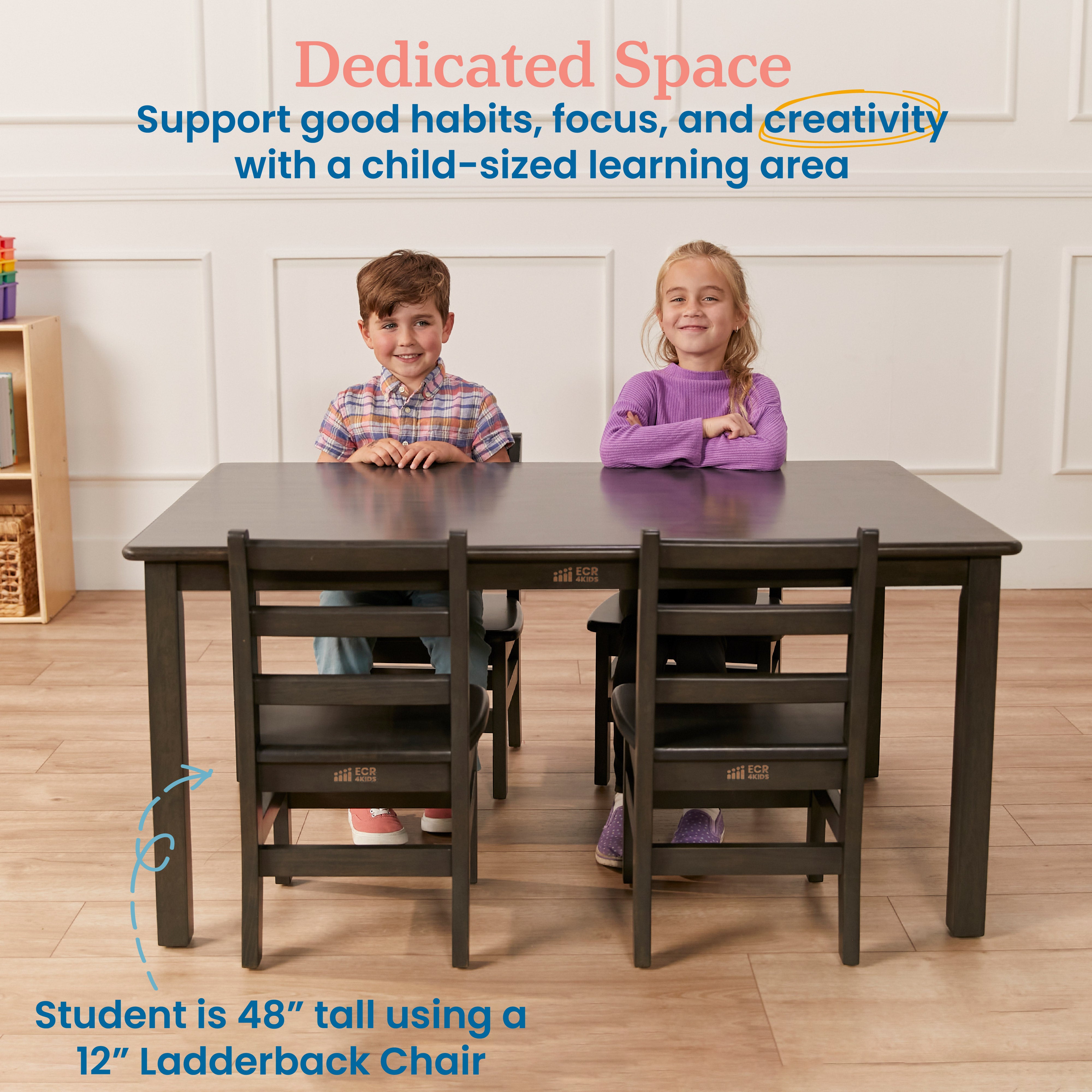 30in x 48in Rectangular Hardwood Table with 22in Legs