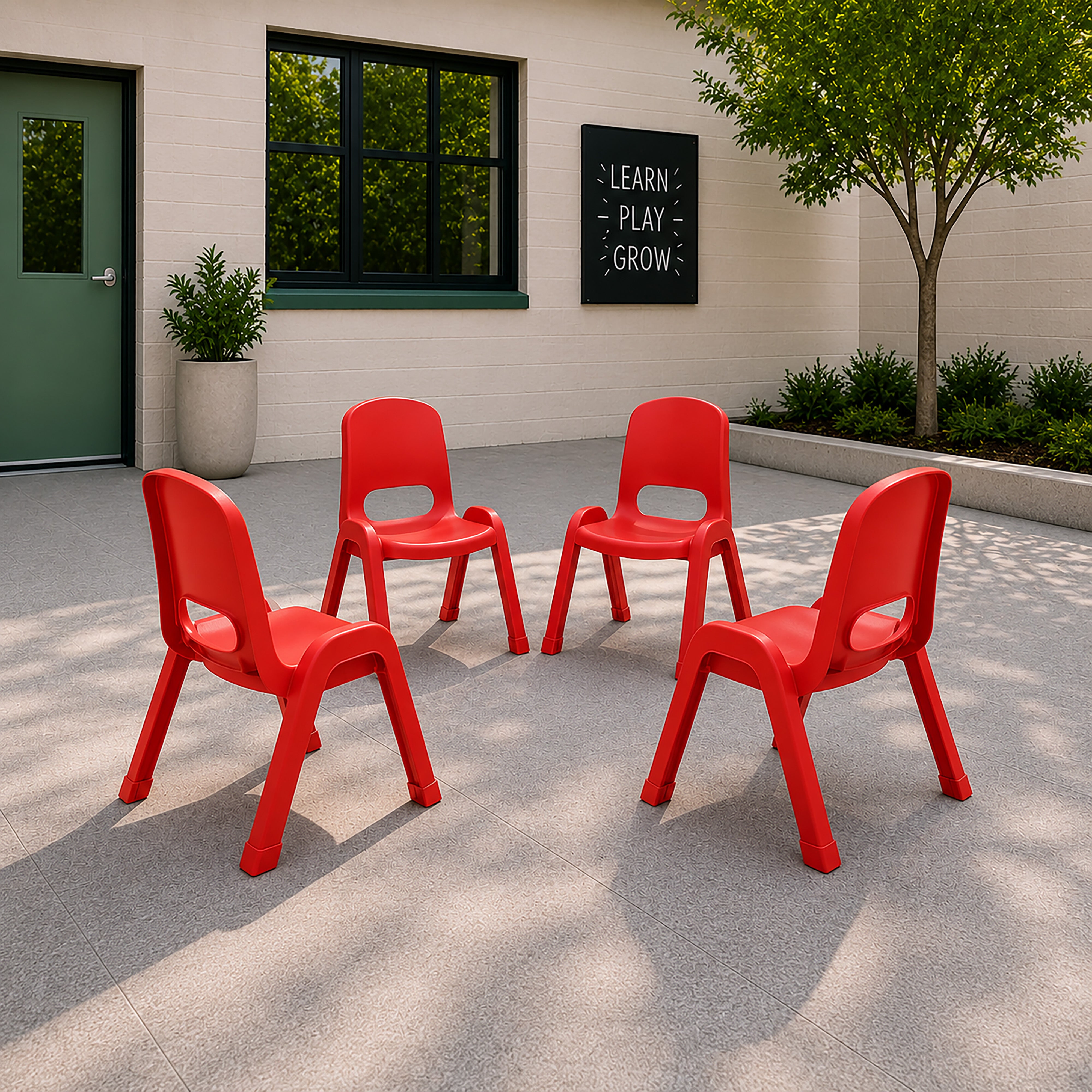 SitRight Plastic Stackable Chair, 11in Seat Height, 4-Pack