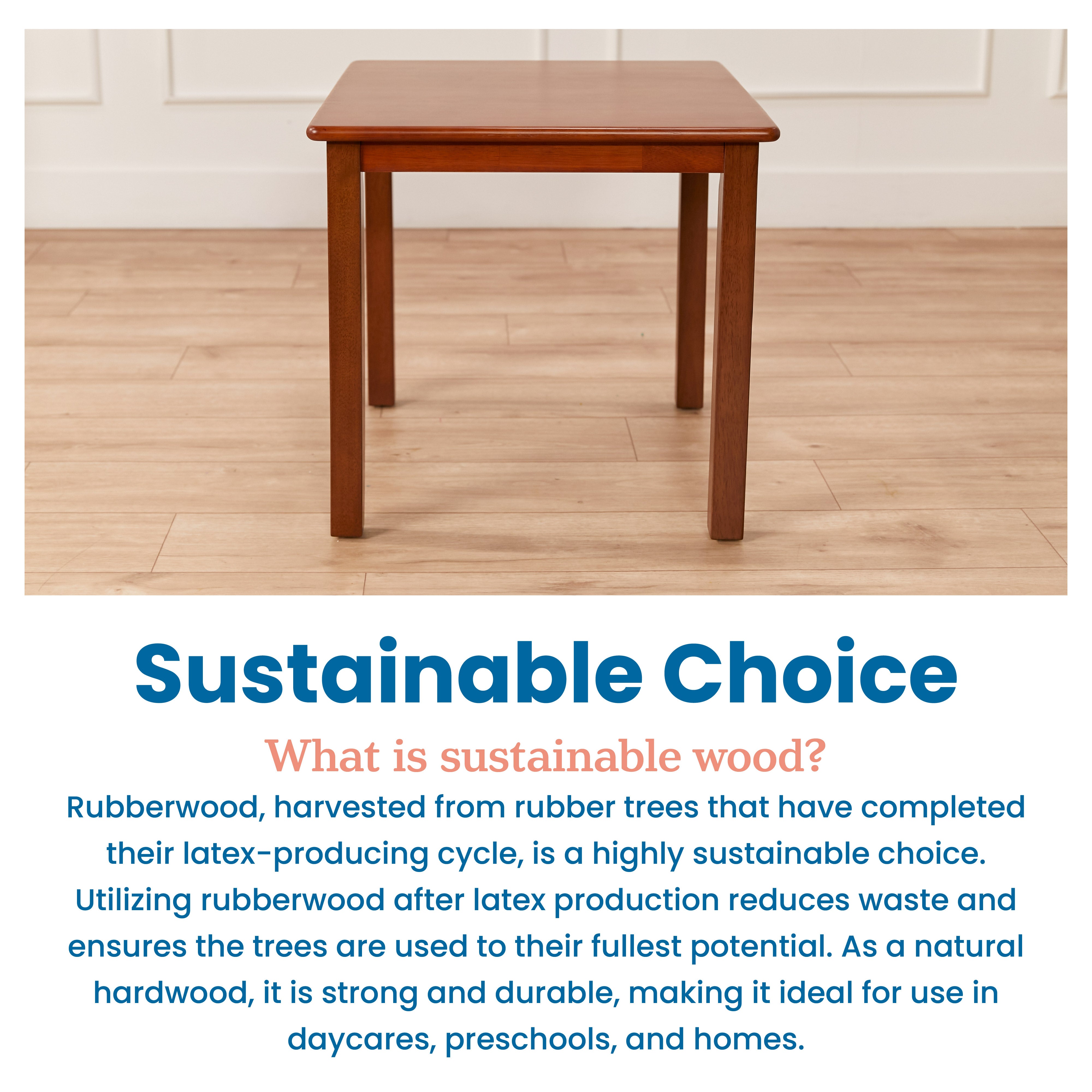 24in Square Hardwood Table with 22in Legs