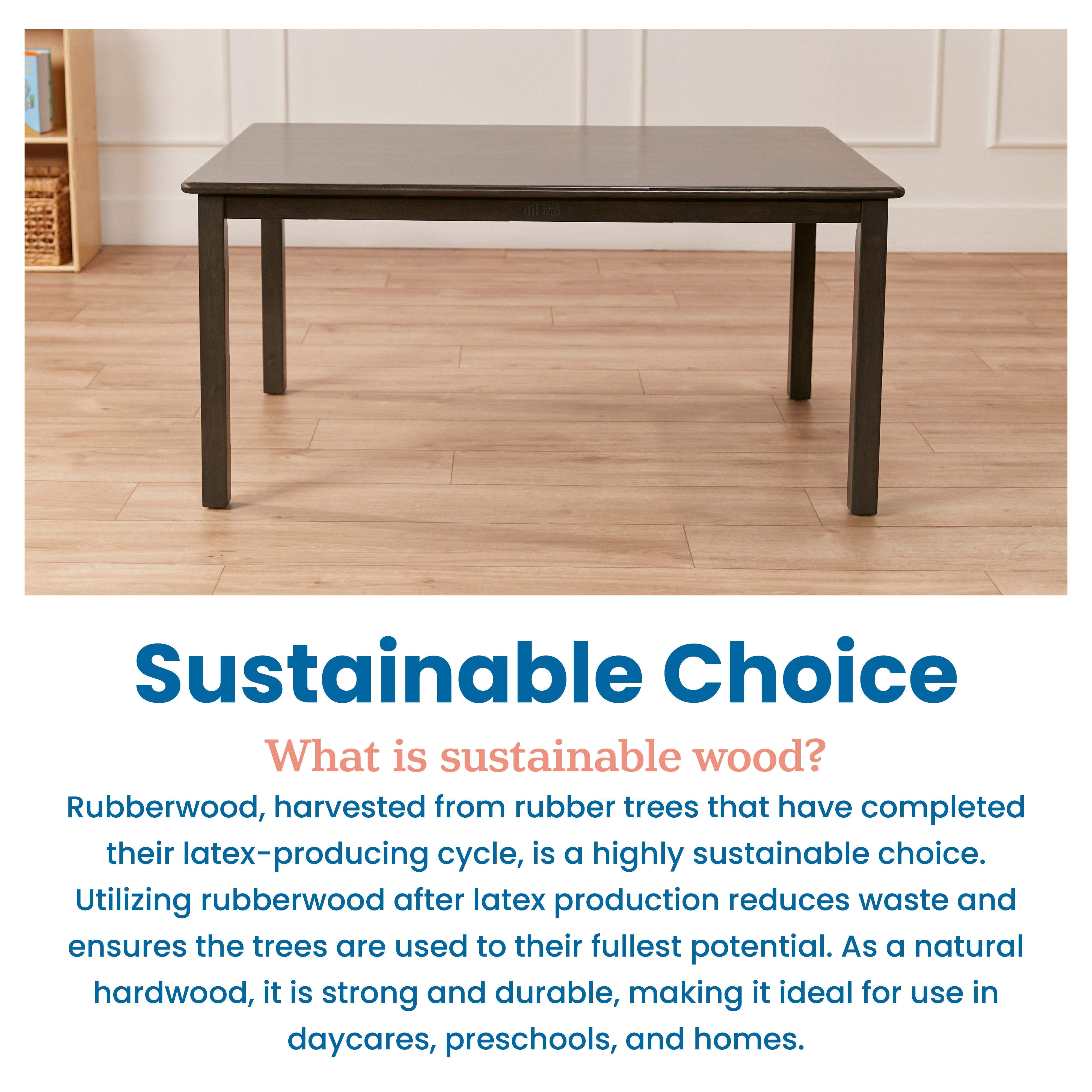 30in x 48in Rectangular Hardwood Table with 22in Legs