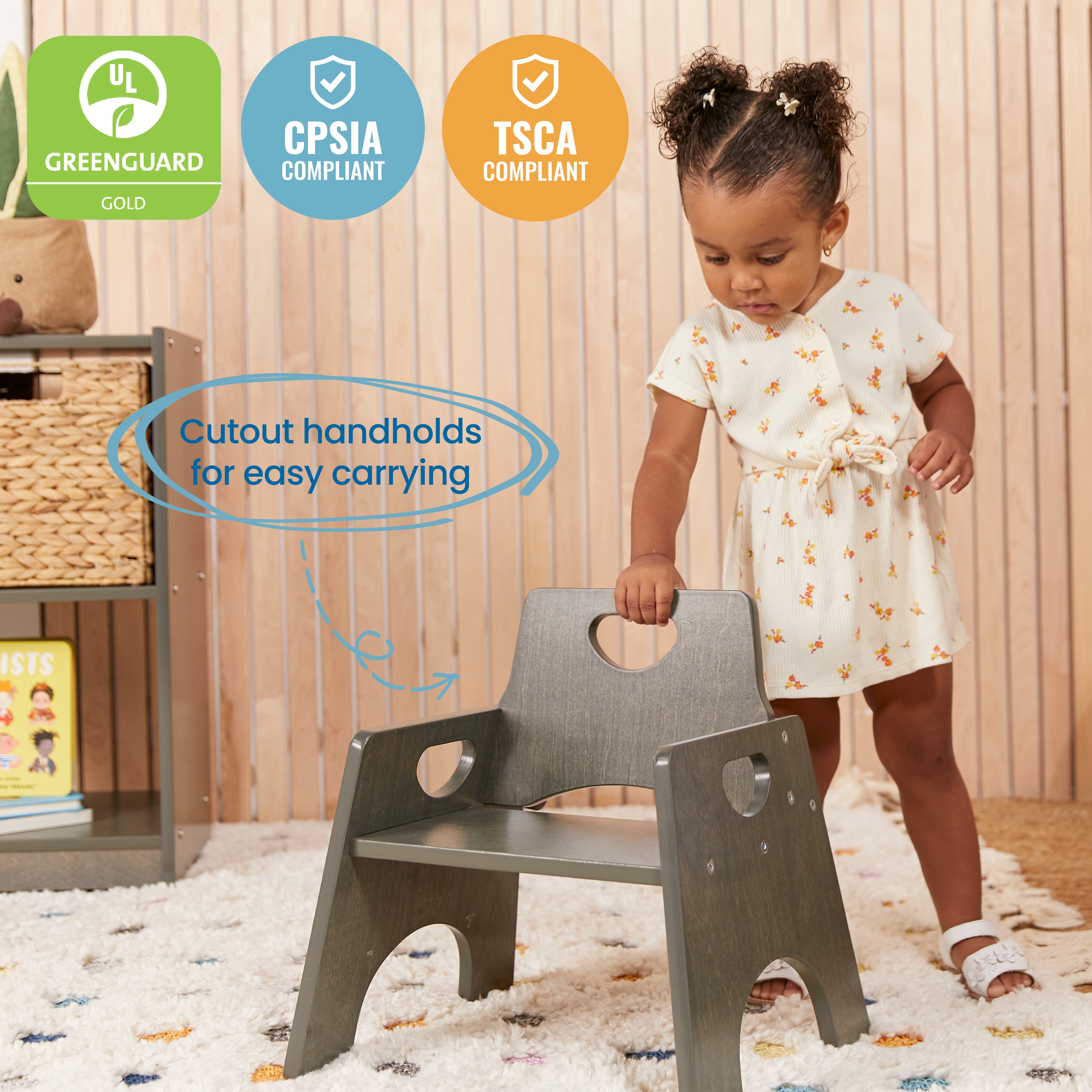 Stackable Wooden Toddler Chair, 8in, 2-Pack