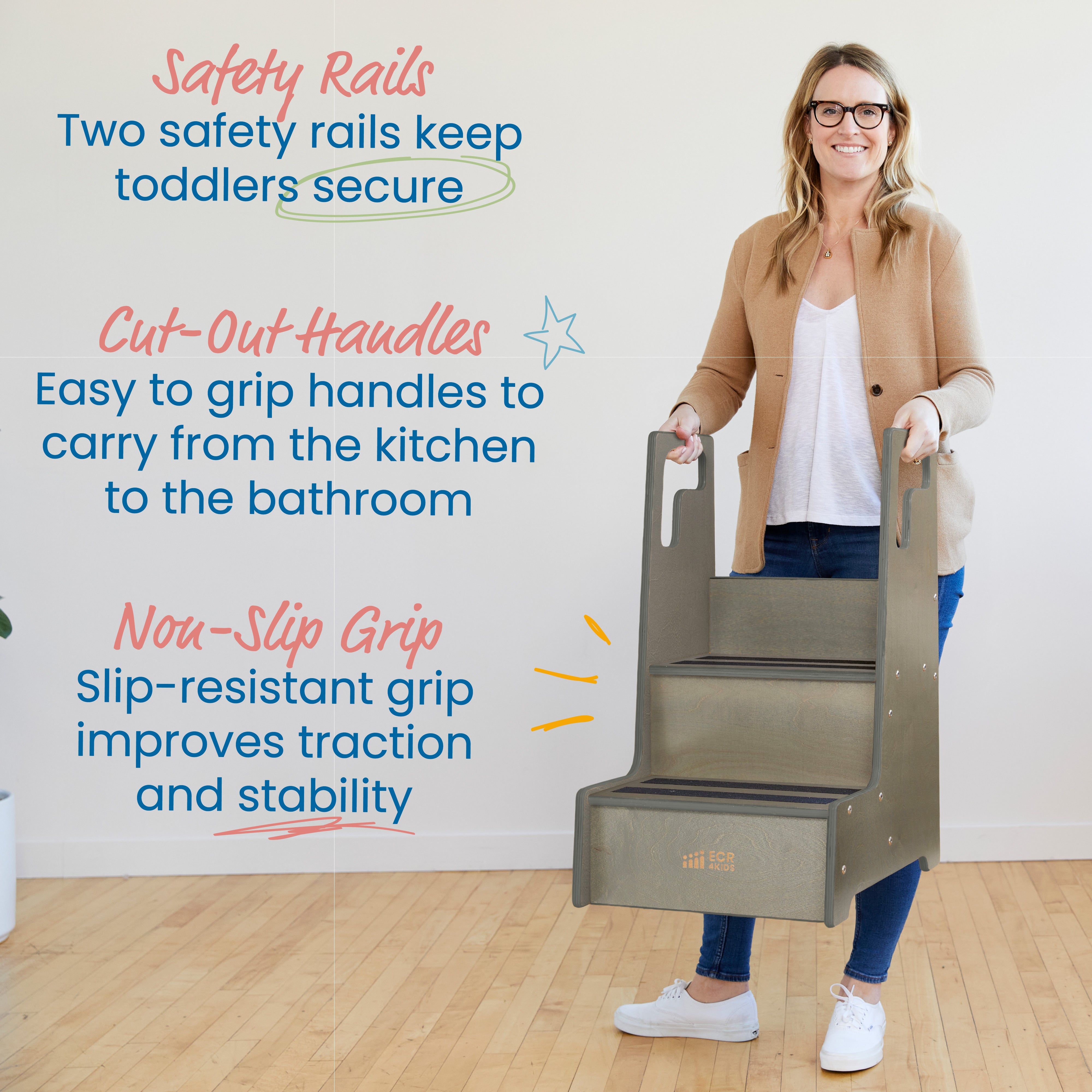 Reach-Up Step Stool with Handles