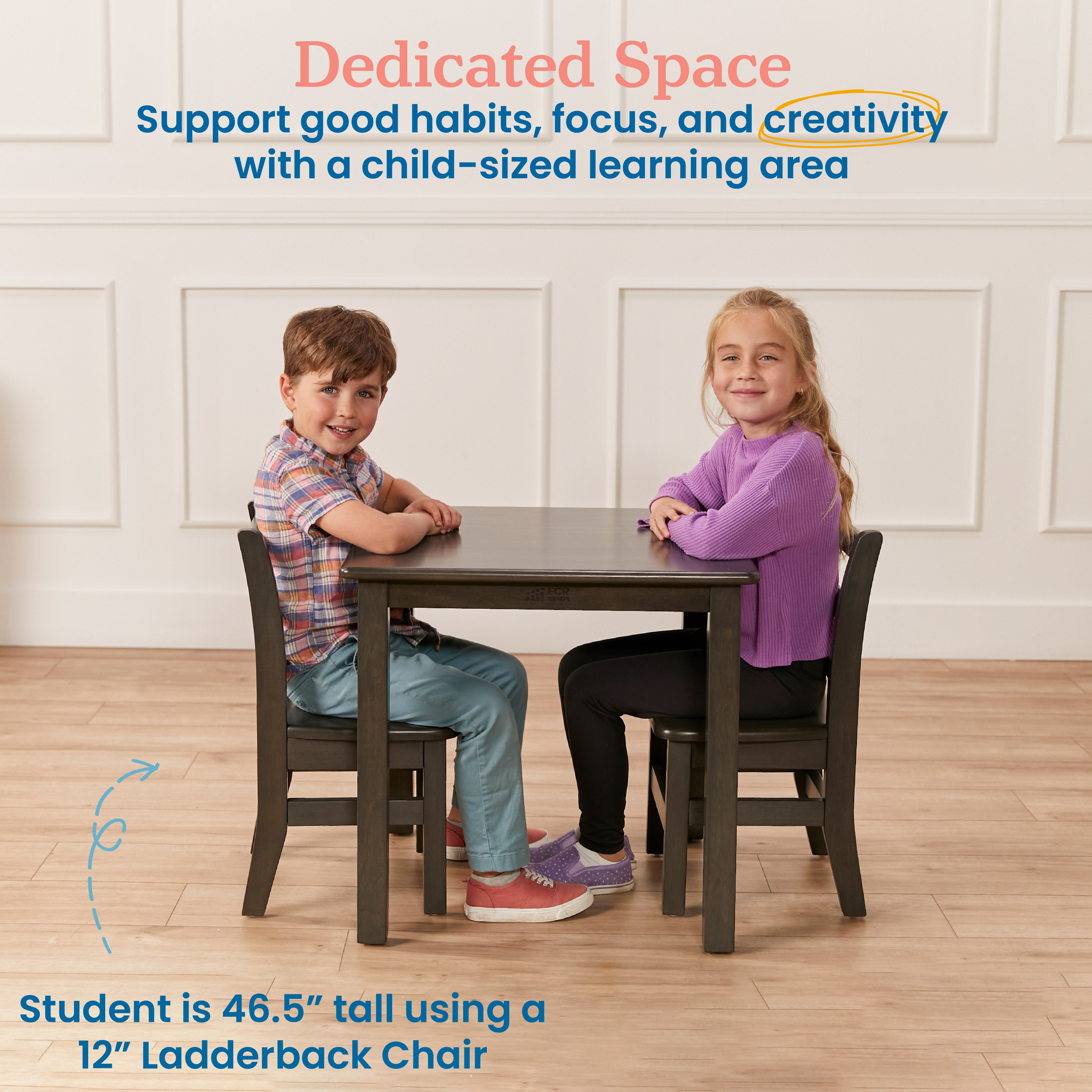 24in Square Hardwood Table with 22in Legs, Kids Furniture