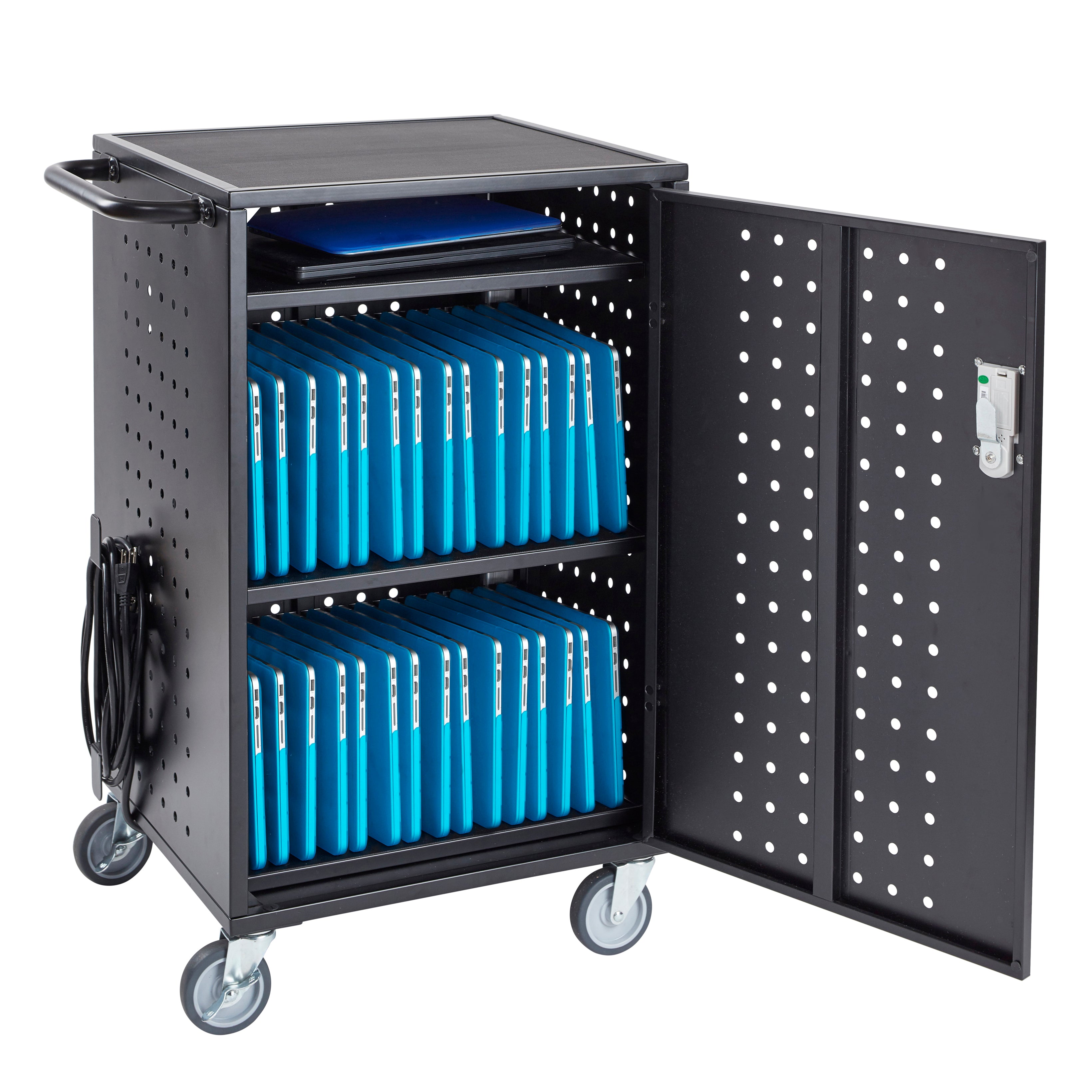 30-Bay Mobile Charging Cart, Storage for Laptops and Tablets