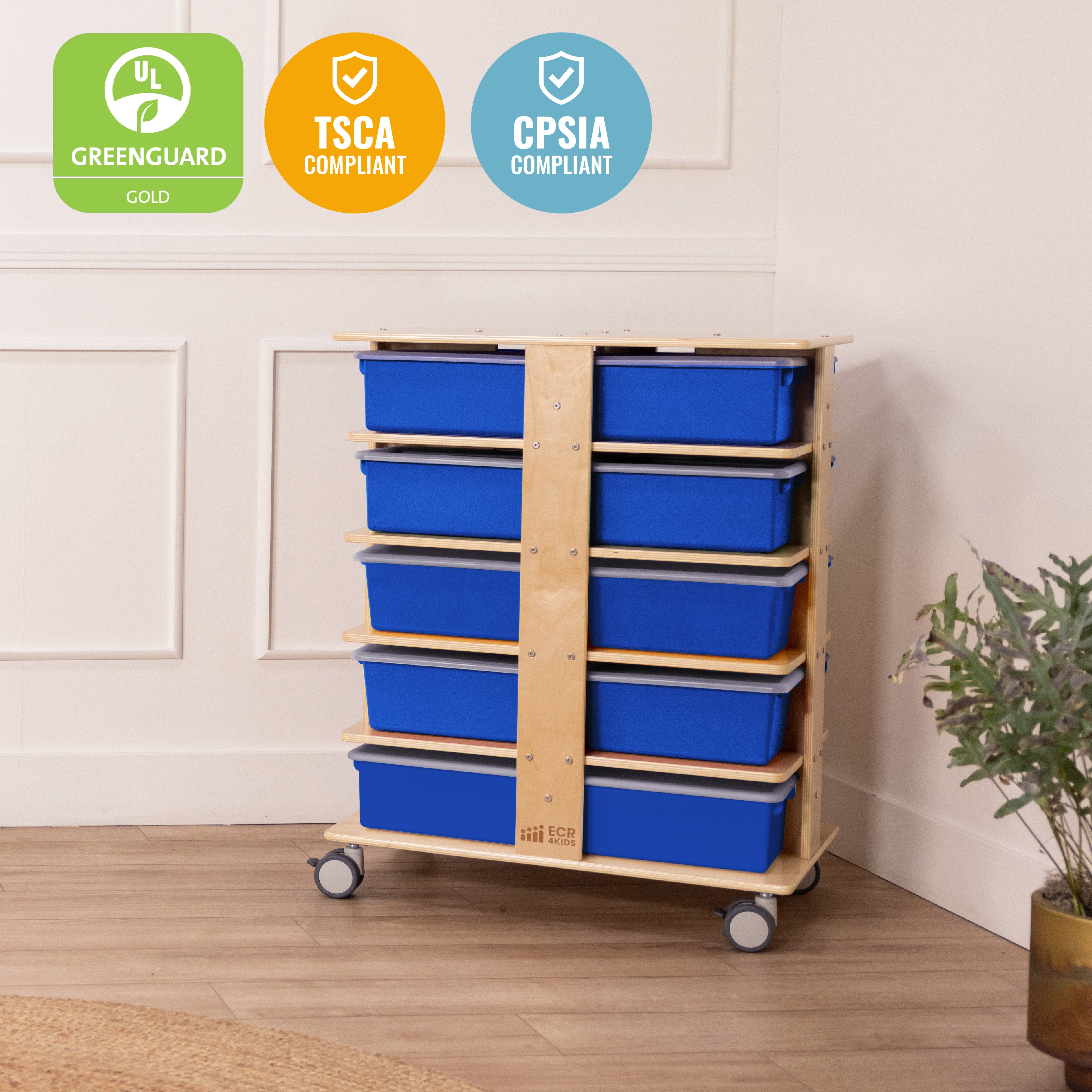 20-Compartment Mobile Storage Tower and 20 Cubby Bins, 5x4