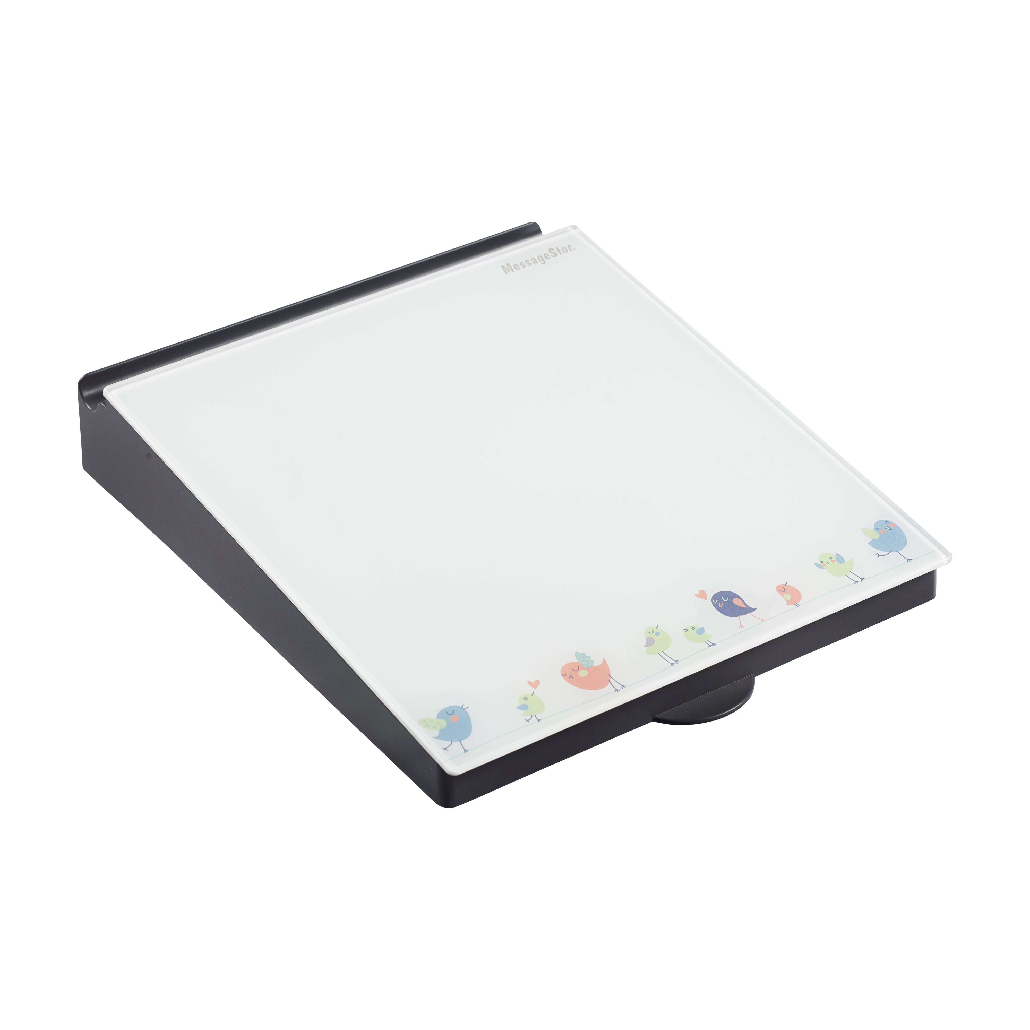 MessageStor Dry-Erase Glass Board Memo Station
