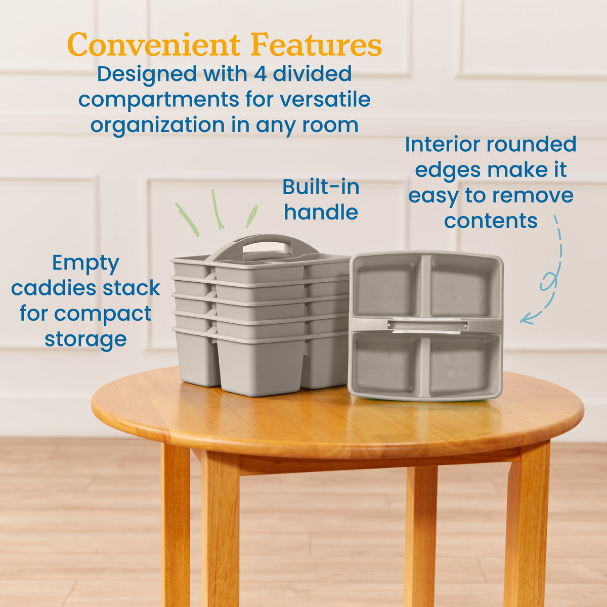 4-Compartment Medium Plastic Caddy, 6-Pack