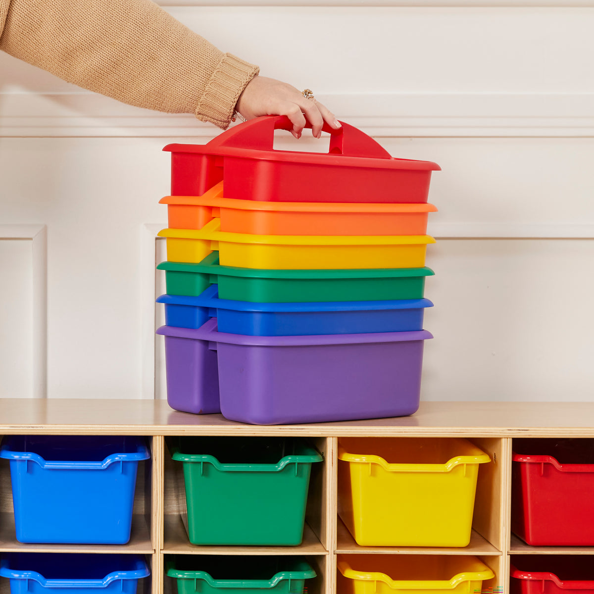 2-Compartment Large Plastic Caddy, 6-Pack