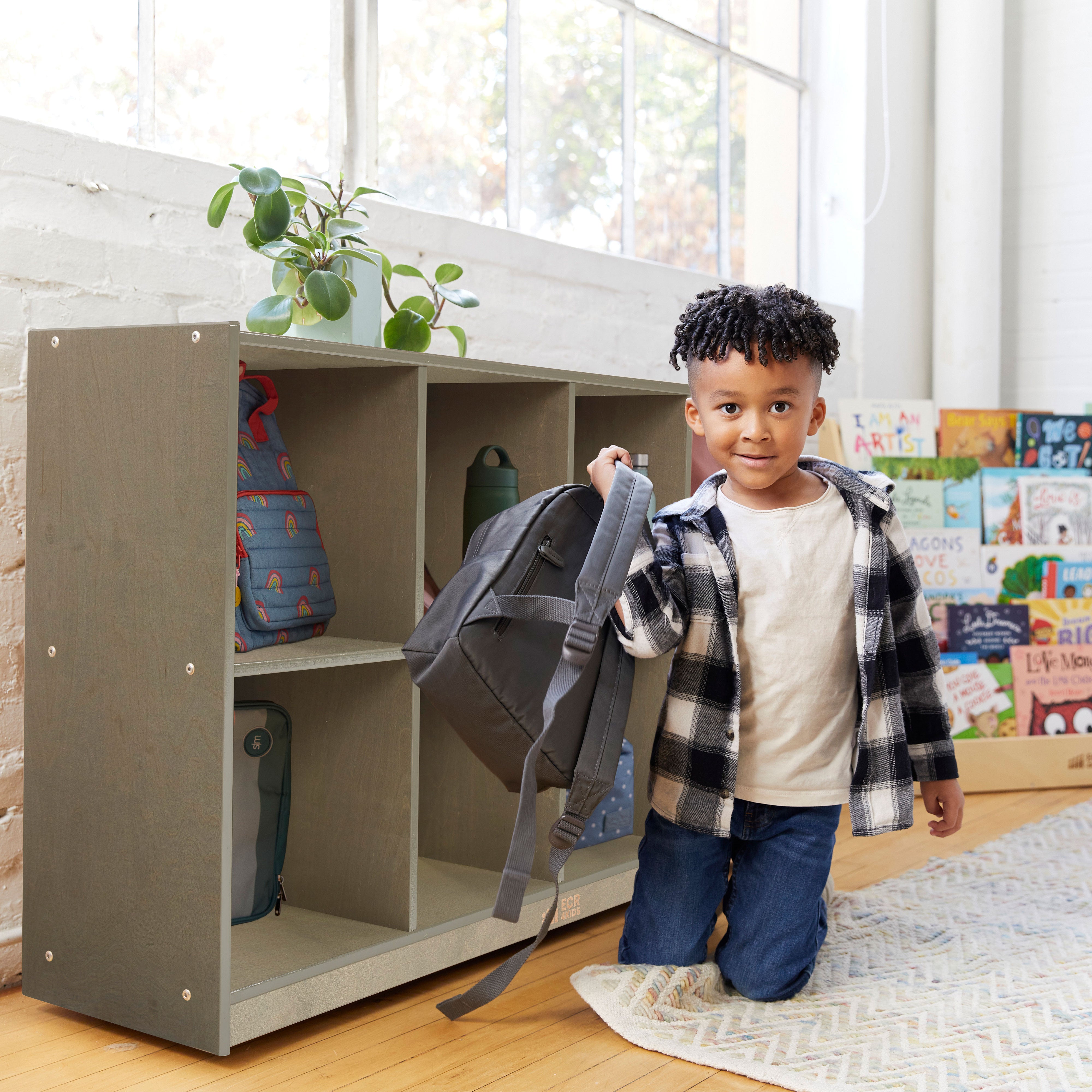 8-Compartment Mobile Backpack Storage Cabinet