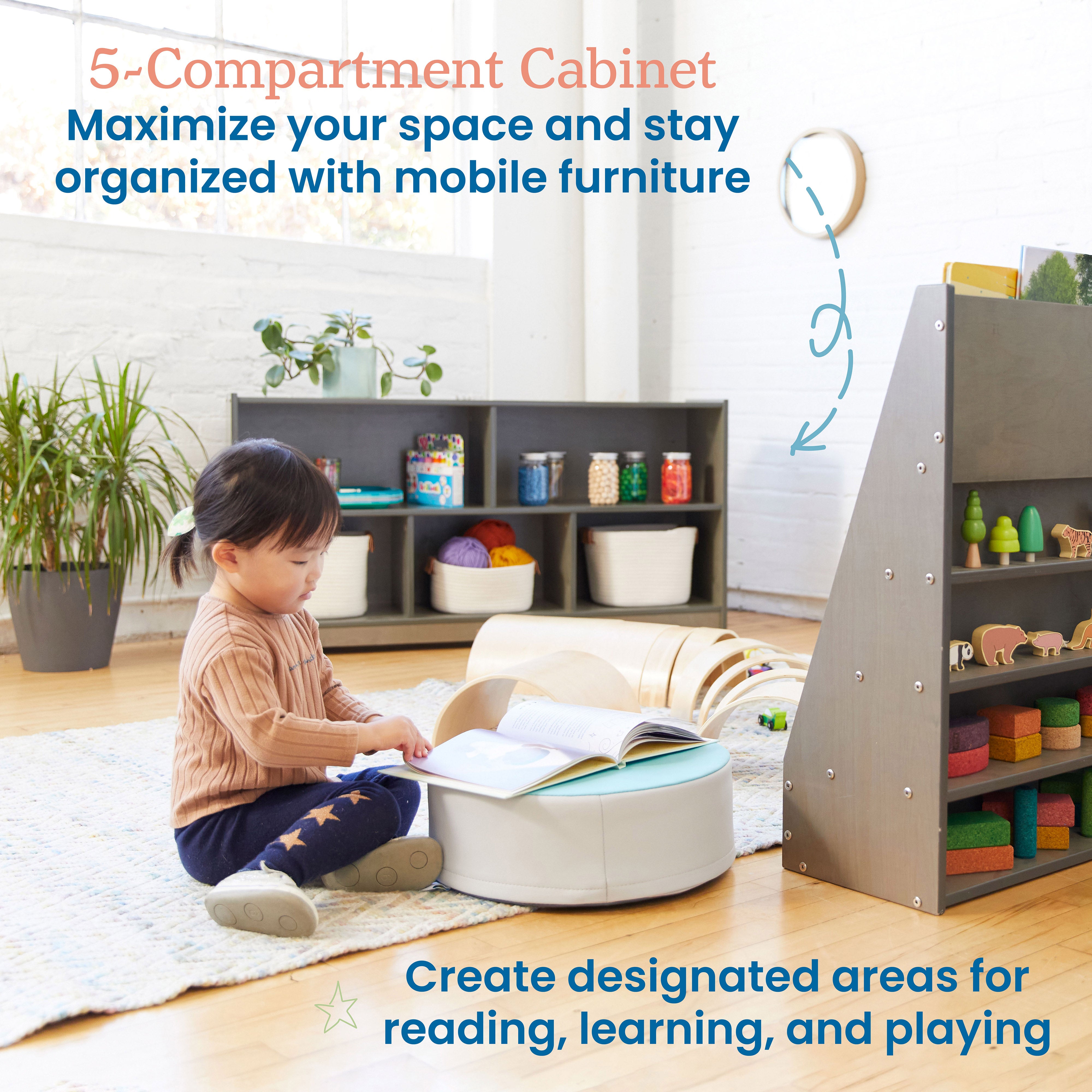 5-Compartment Mobile Storage Cabinet, Toddler