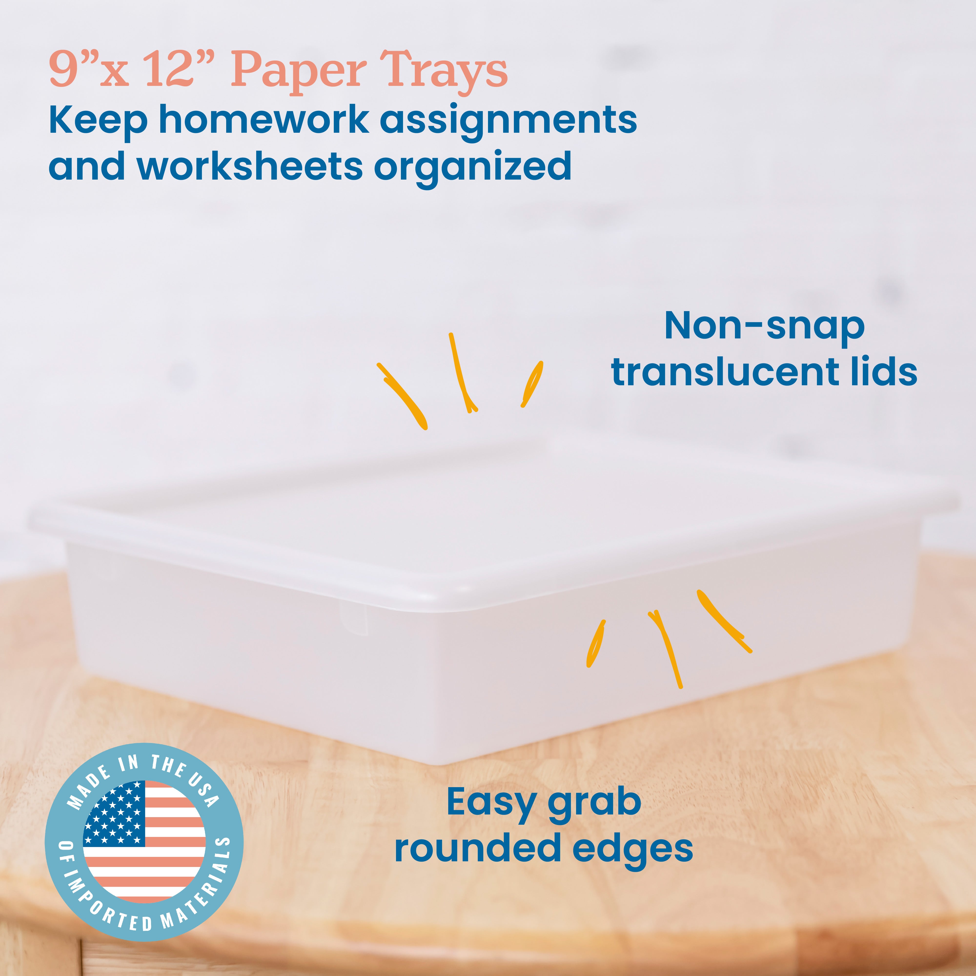 10-Section Storage Locker and Letter Size Trays with Lids, Natural, Classroom Furniture