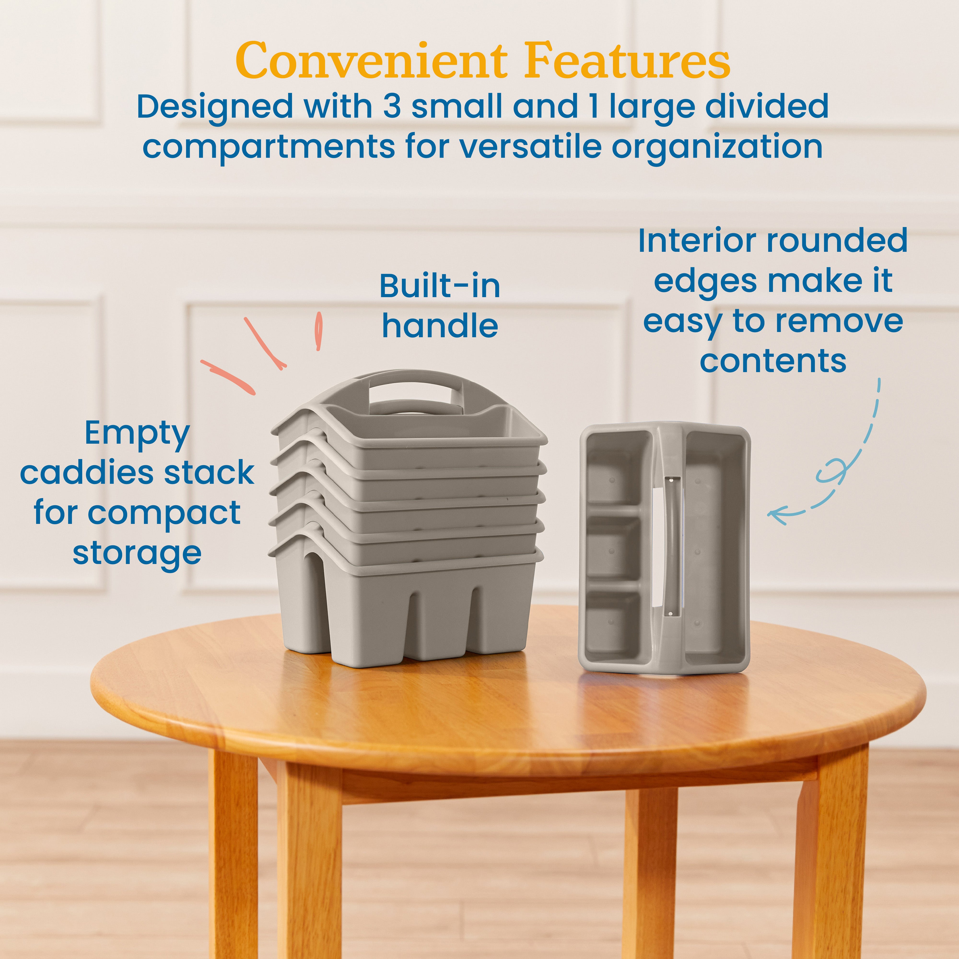 4-Compartment Small Plastic Caddy, 6-Pack