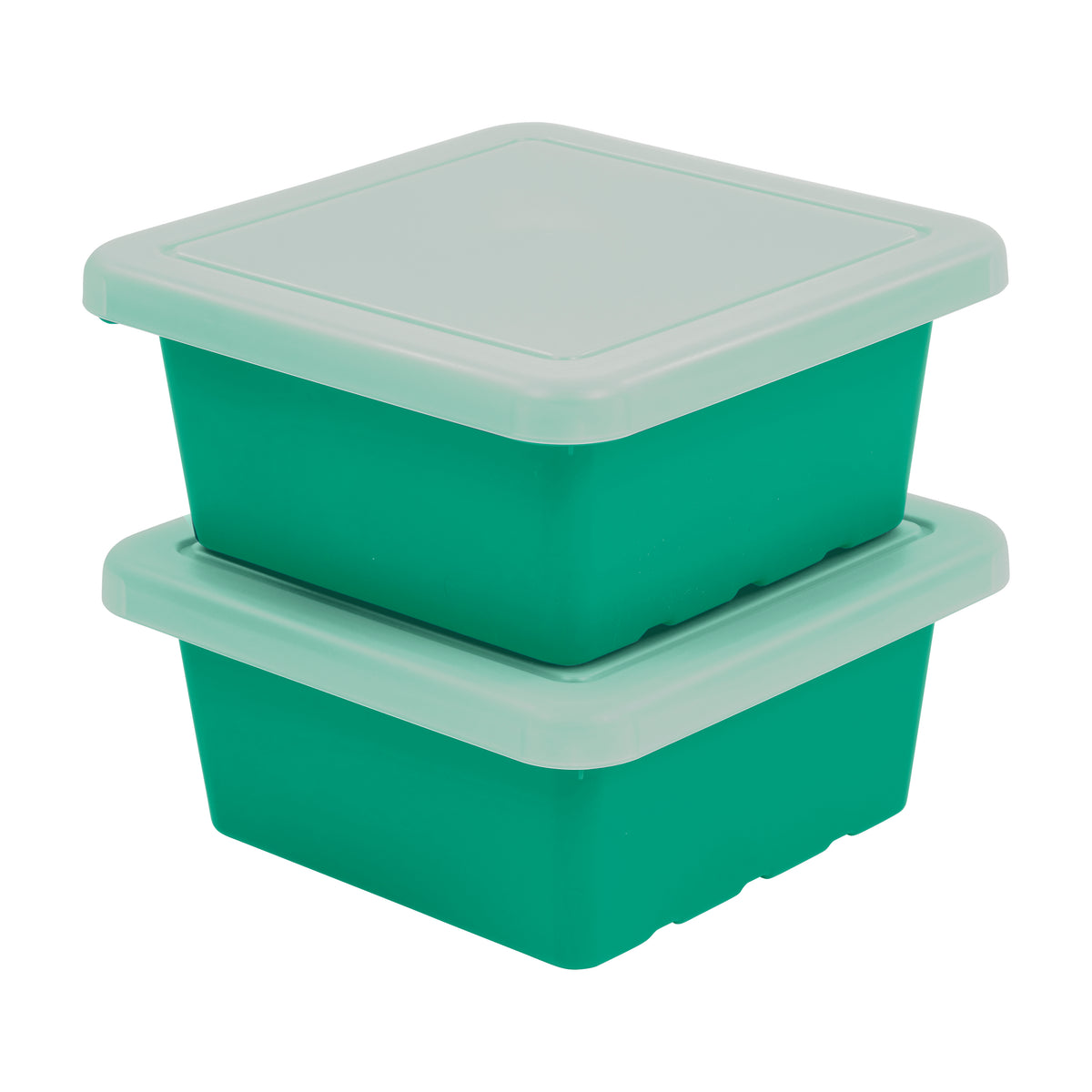 Stackable Square Bins with Non-Snap Lids, 2-Pack