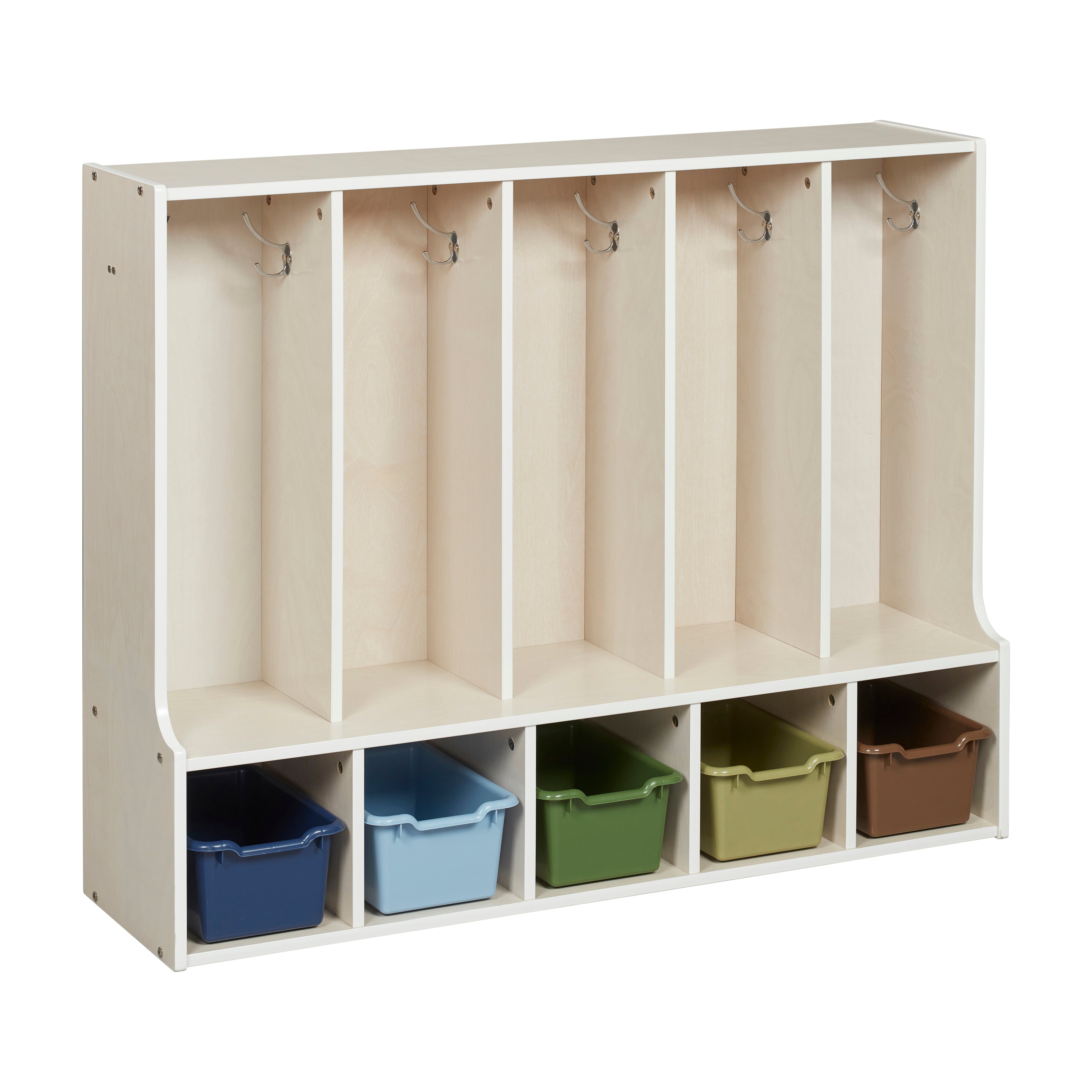 Streamline 5-Section Toddler Coat Locker with Bench and Bins