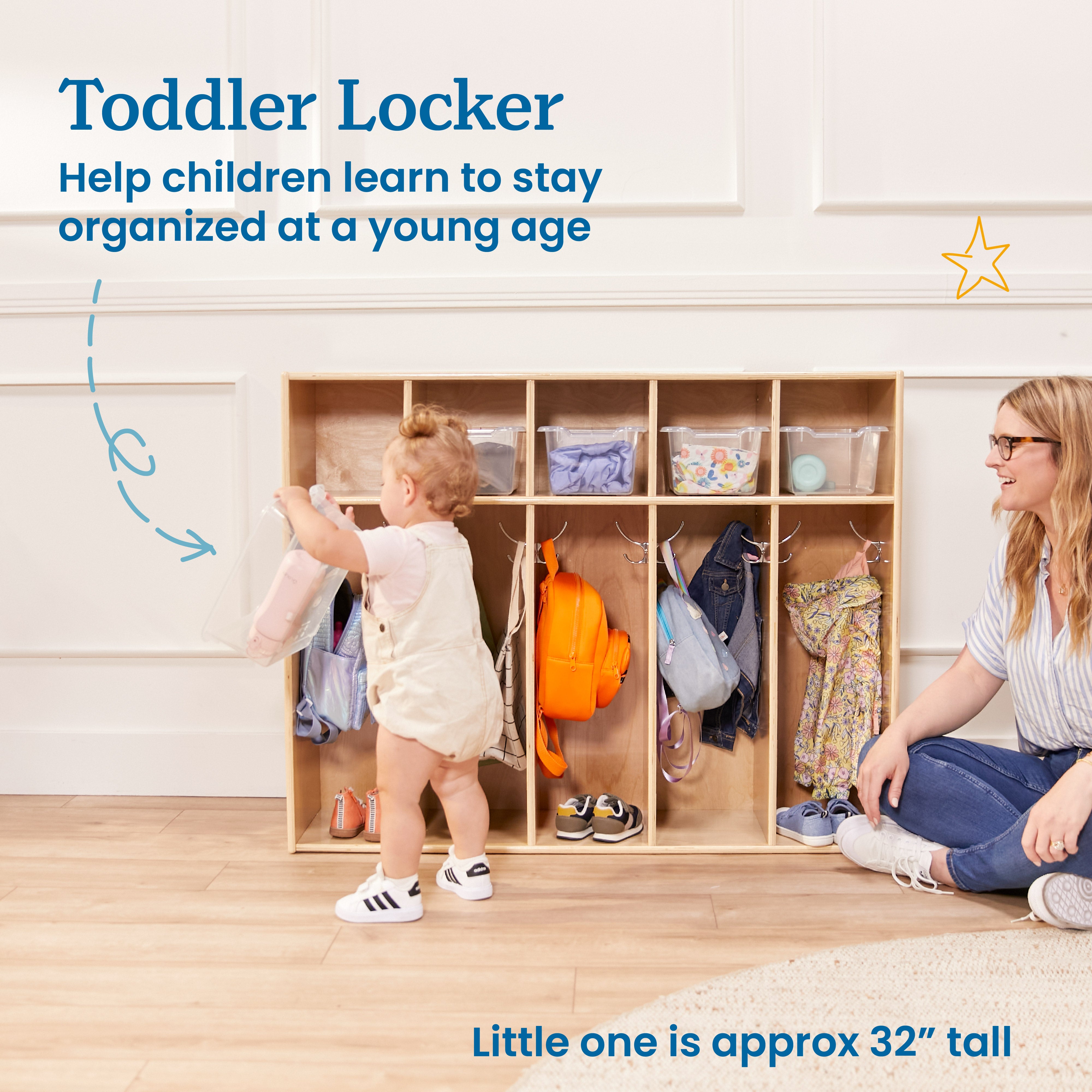 Streamline 5-Section Toddler Coat Locker and 5 Scoop Front Bins