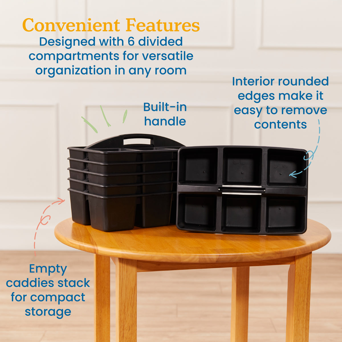 6-Compartment Large Plastic Caddy, 6-Pack
