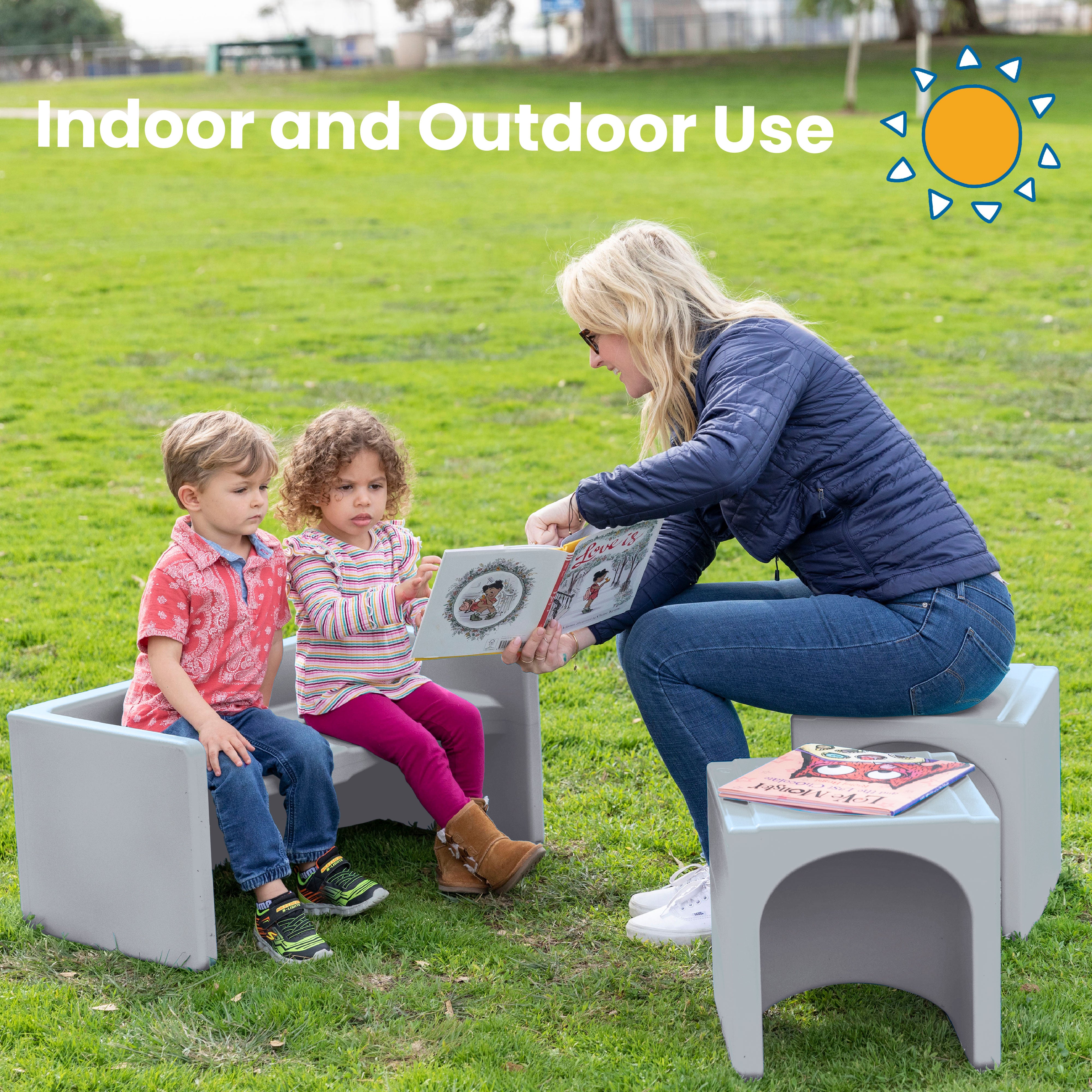 Tri-Me Table and Cube Chair Set, 3-Piece