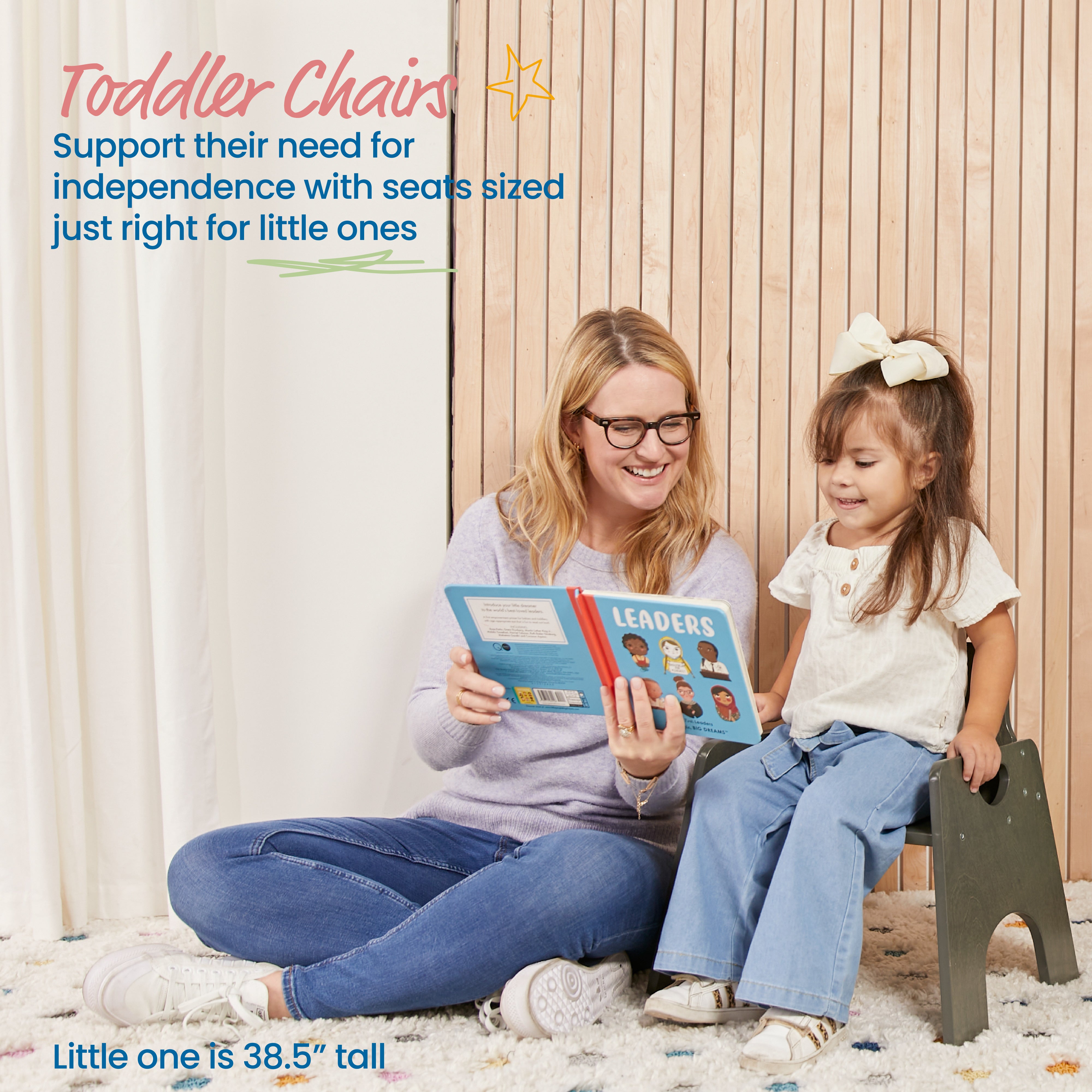 Stackable Wooden Toddler Chair, 10in, 2-Pack