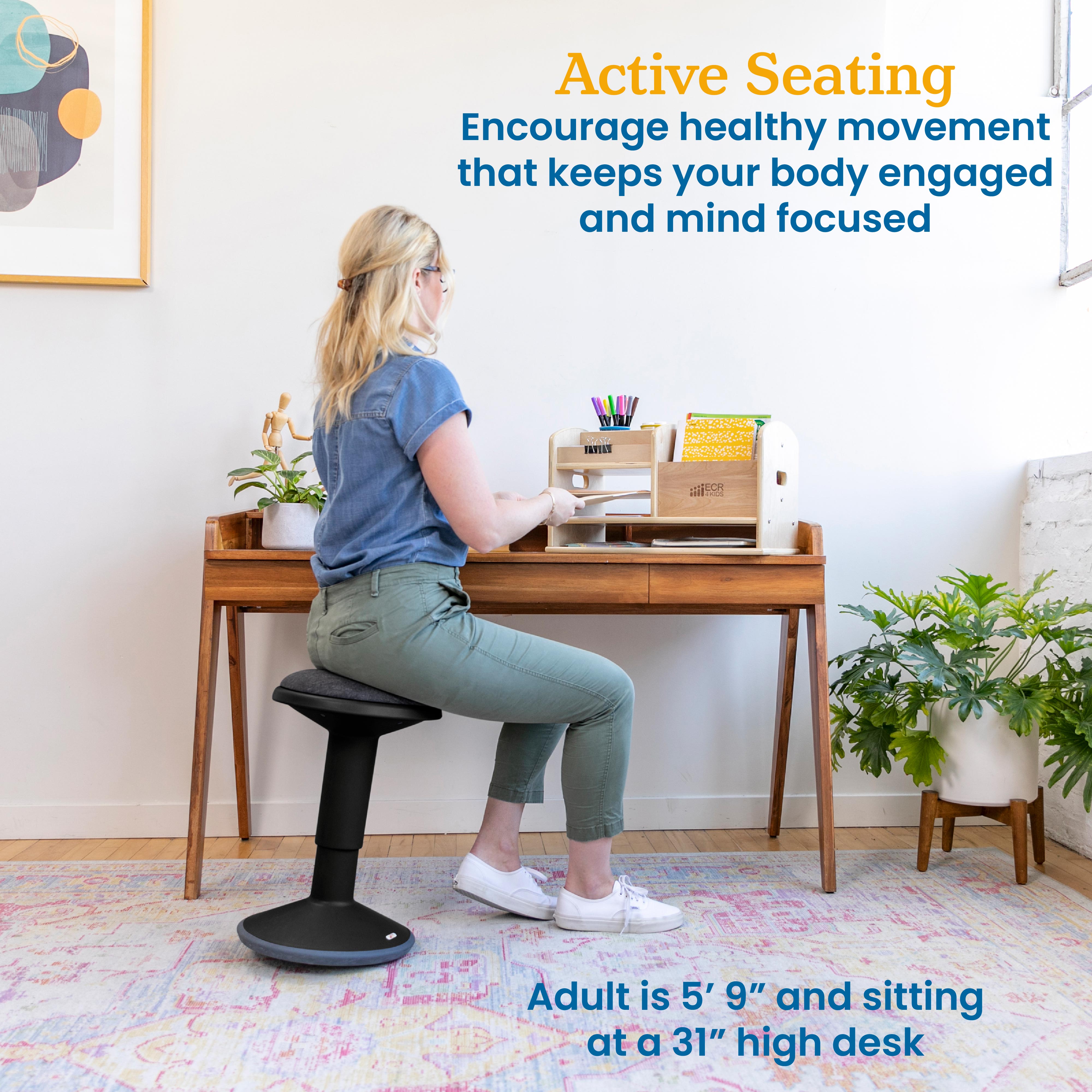 Sitwell Wobble Stool with Cushion, Adjustable Height