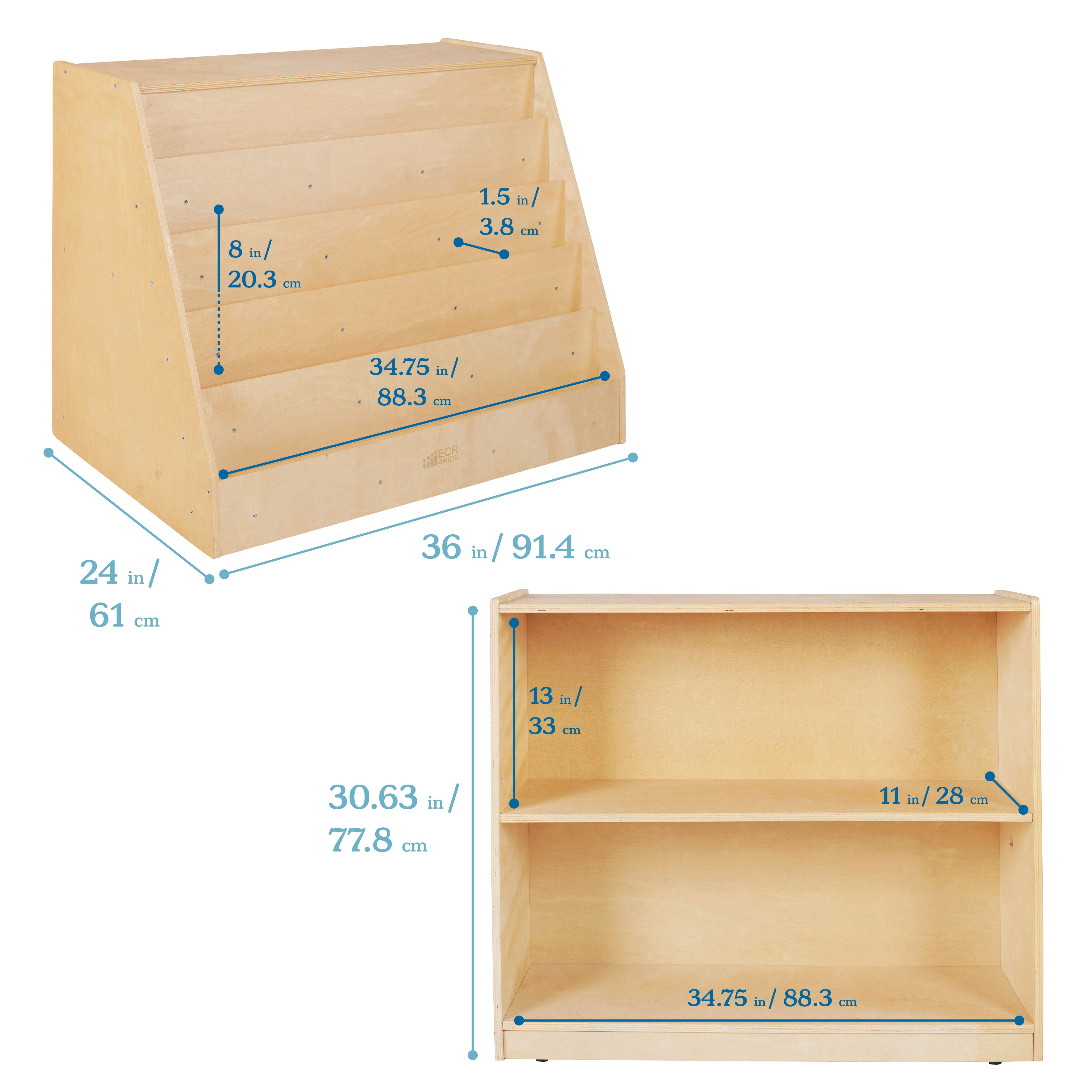 Double-Sided Mobile Book Display with Storage