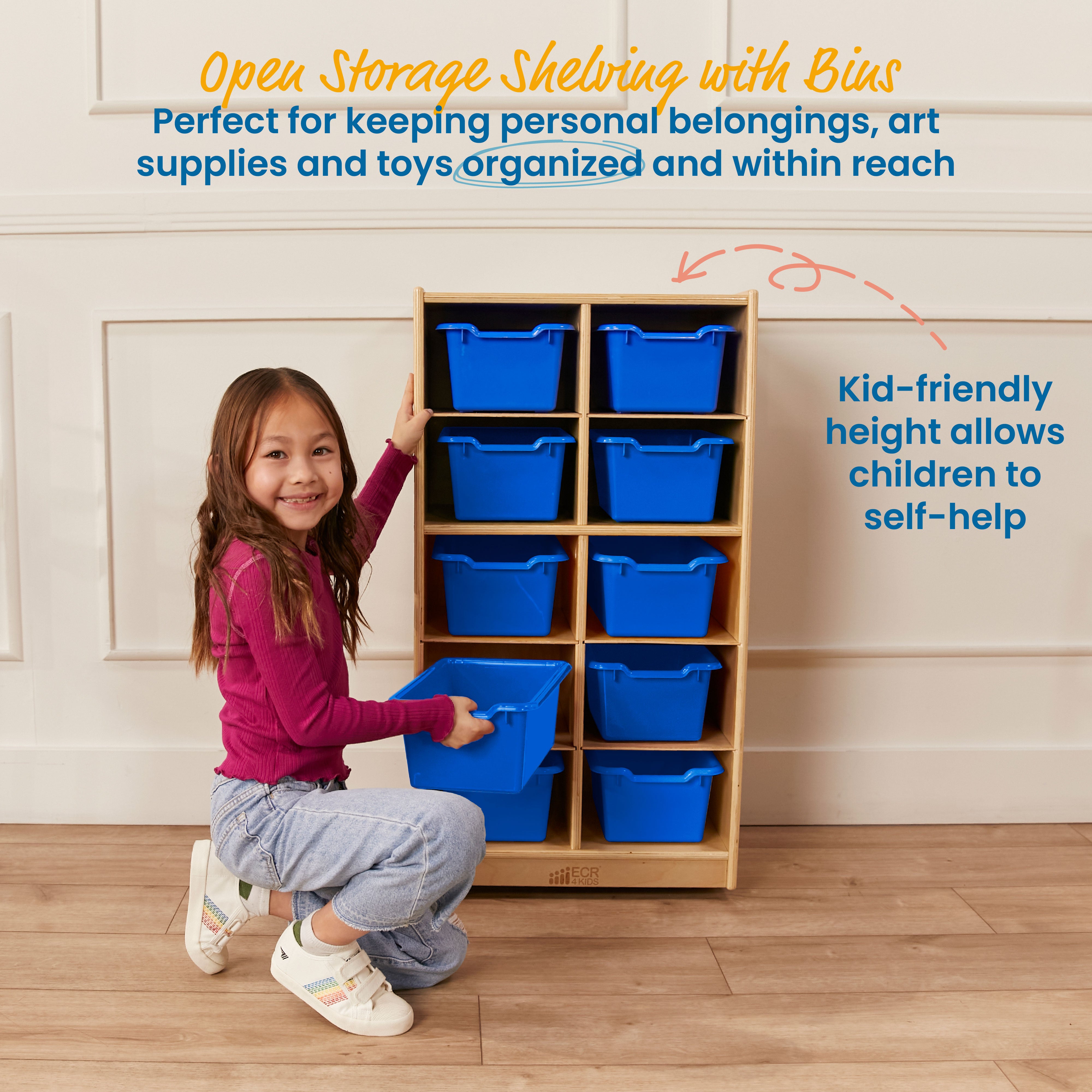 10 Cubby Mobile Tray Cabinet and 10 Scoop Front Bins, 5x2