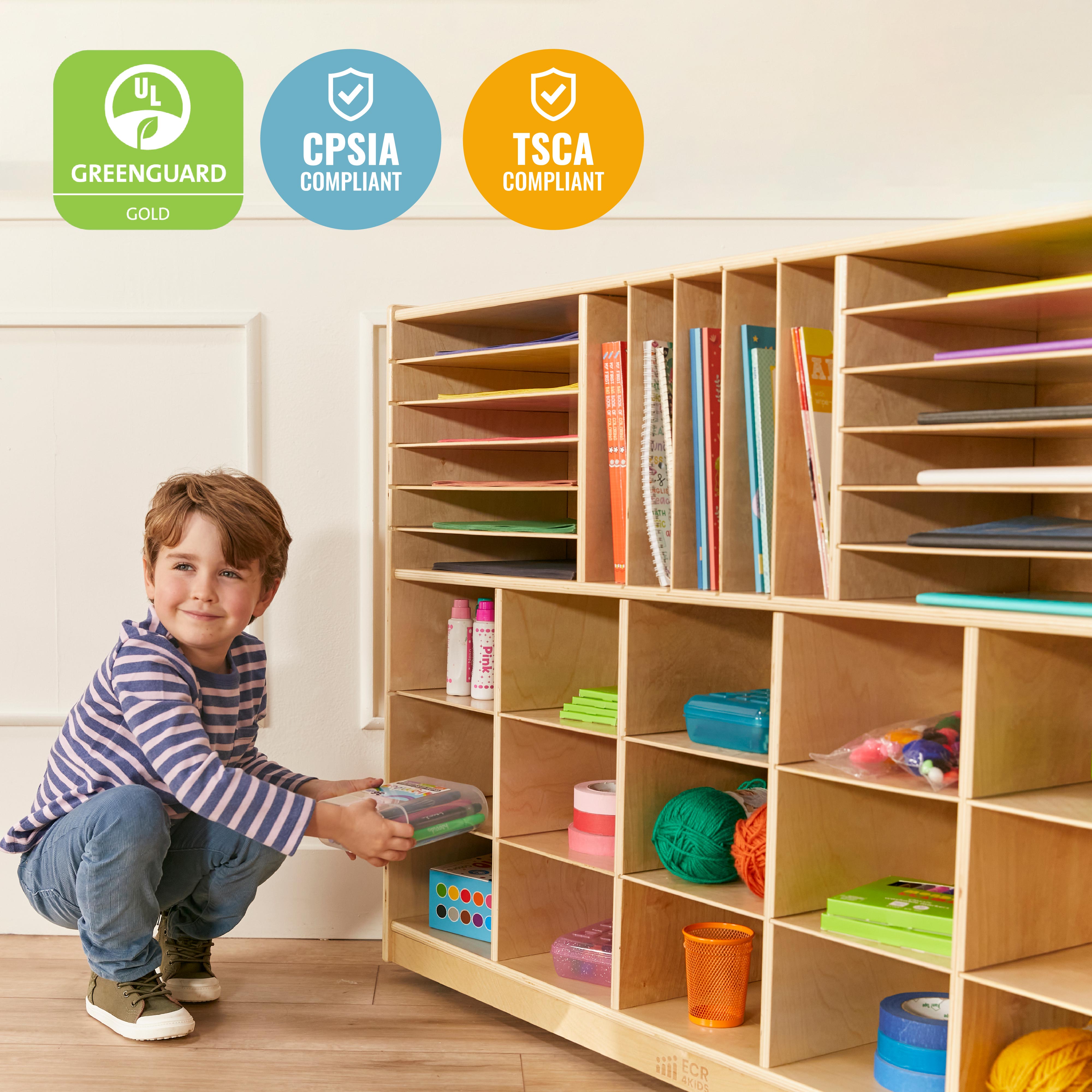 Multi-Section Mobile Cabinet with Scoop Front Storage Bins