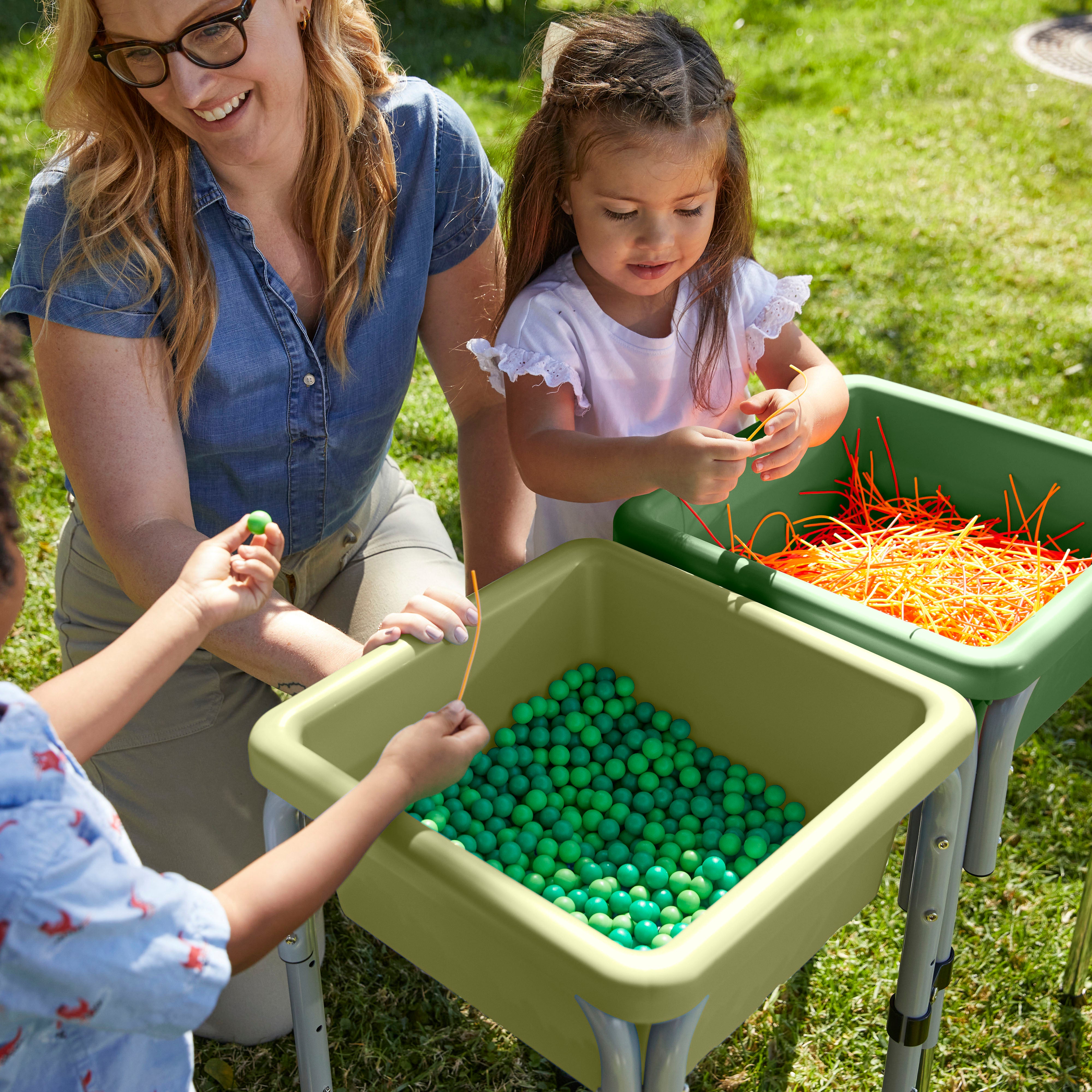 2-Station Sand and Water Adjustable Play Table, Sensory Bins