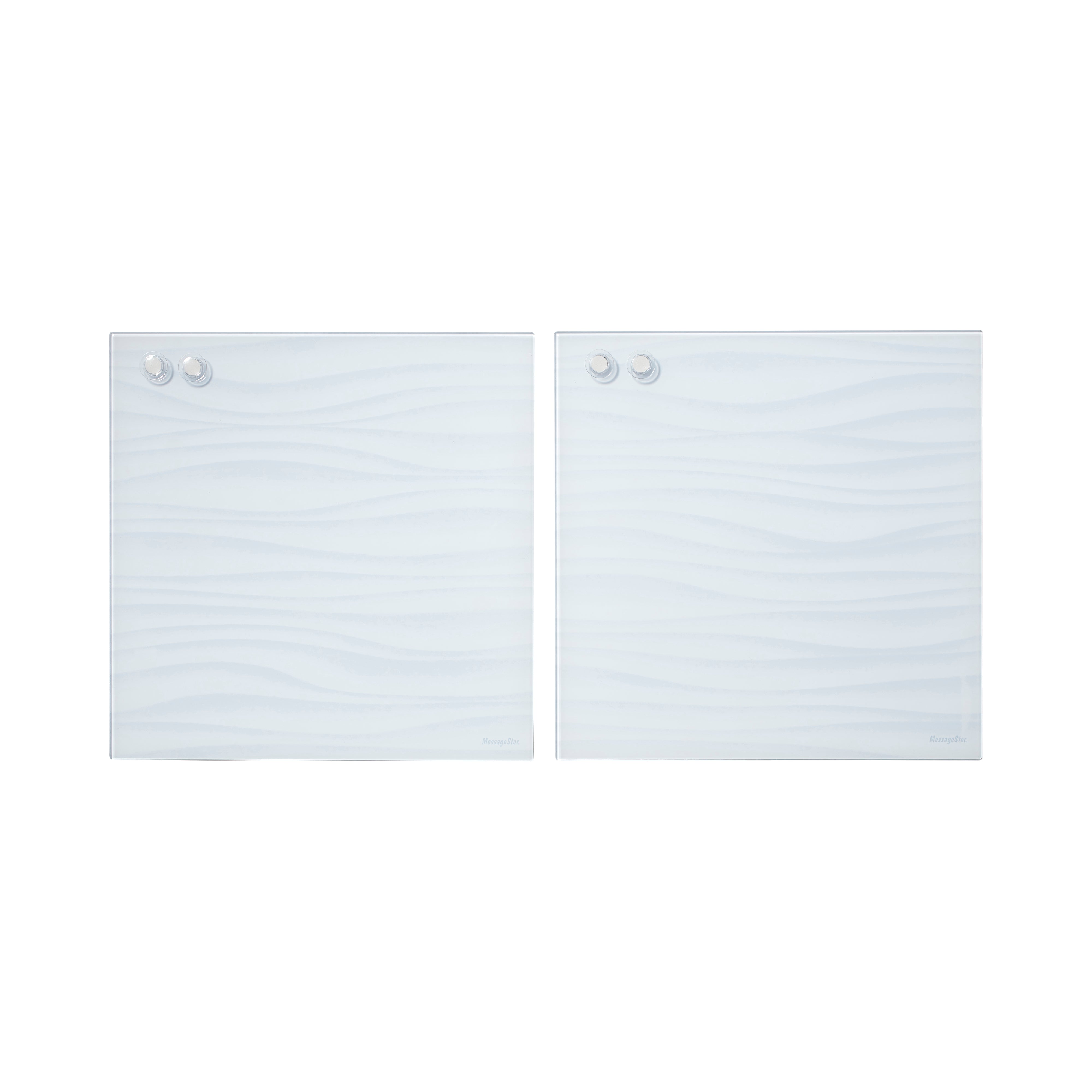 MessageStor Magnetic Dry-Erase Glass Board with Magnets, 17.5in x 17.5in, 2-Pack